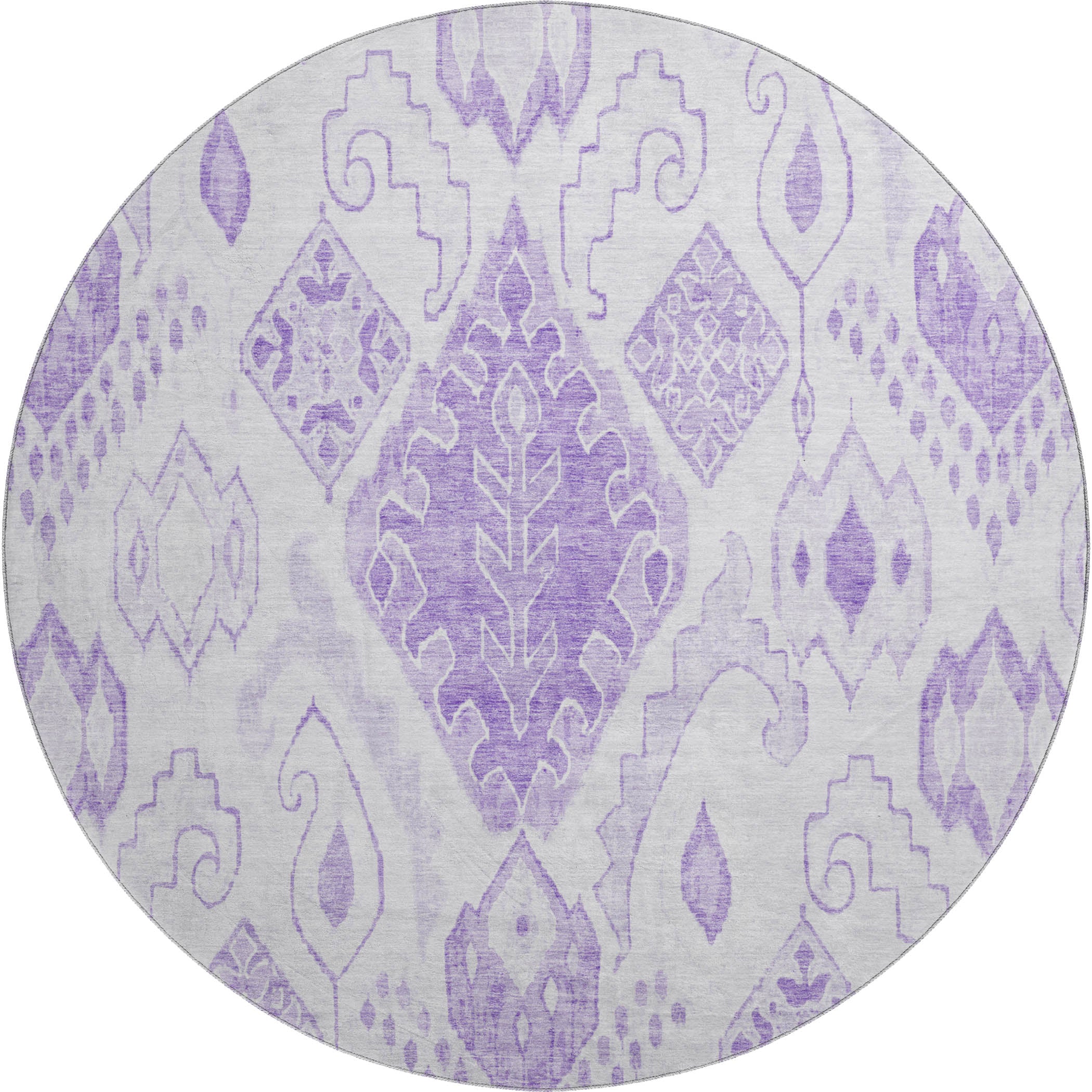 Bangkok Machine Washable Transitional Purple Rug 8' x 8' #shape_Round