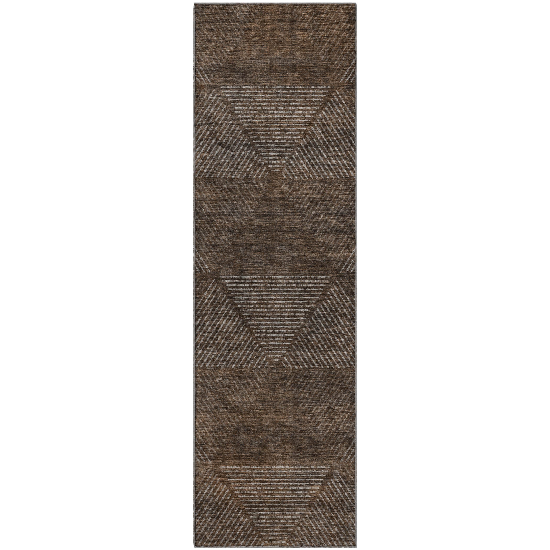 Colombo Machine Washable Transitional Brown Rug 2'3" x 7'6" #shape_Runner