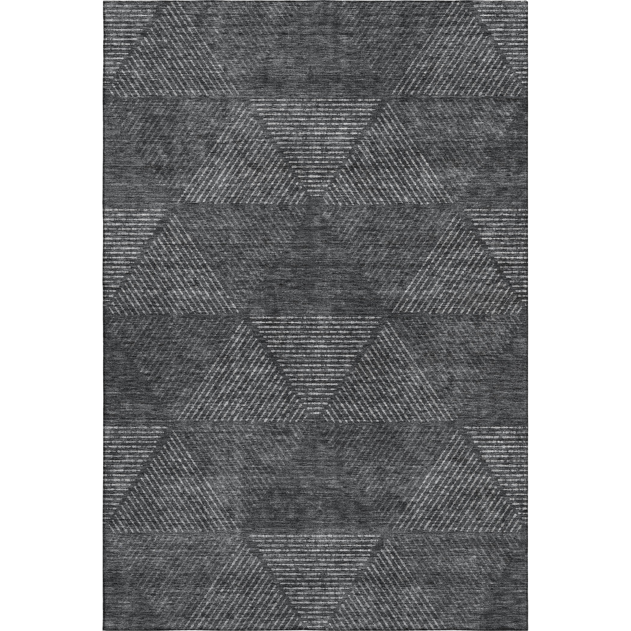 Colombo Machine Washable Transitional Charcoal Gray Rug 2'6" x 3'10" #shape_Rectangle