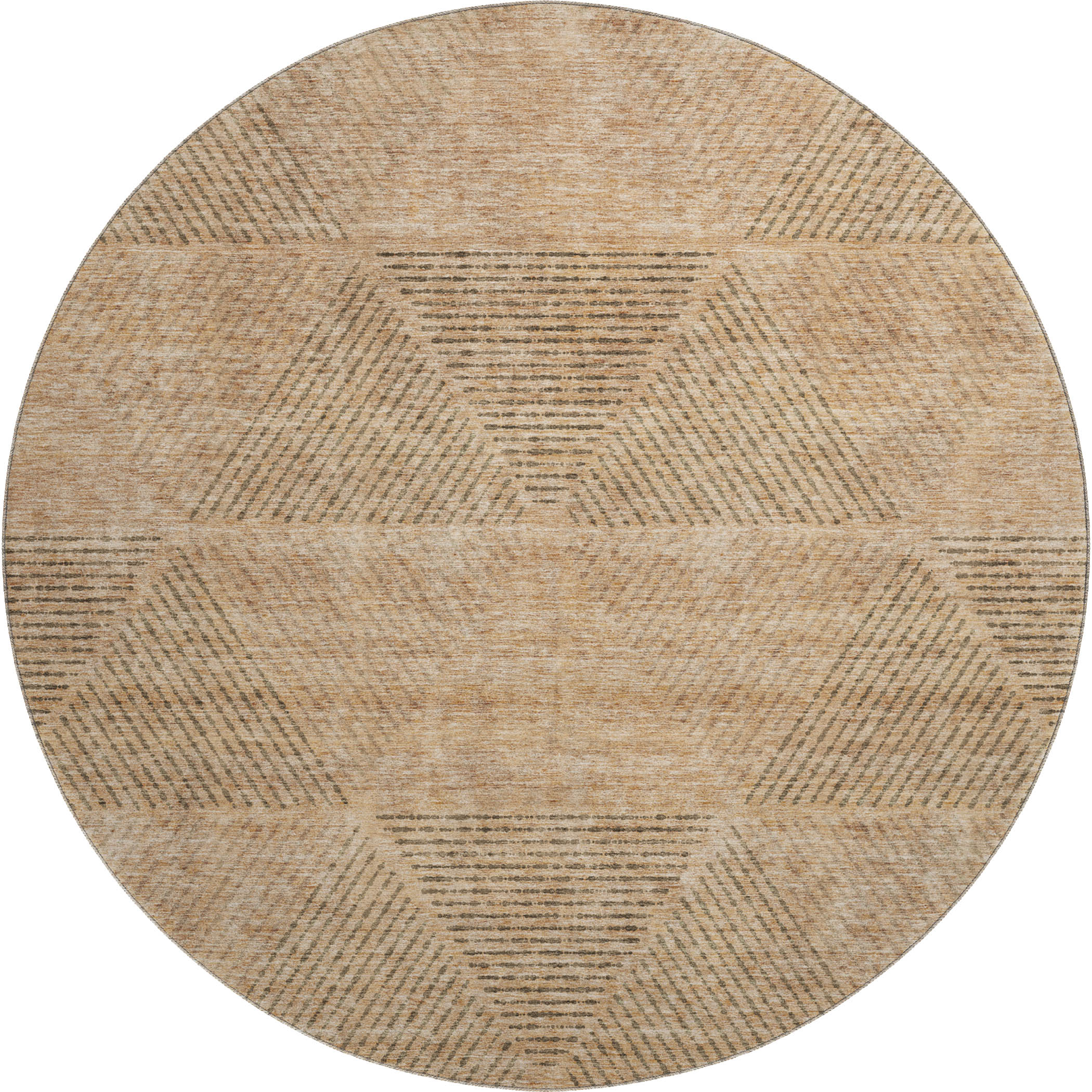 Colombo Machine Washable Transitional Copper Orange Rug 8' x 8' #shape_Round
