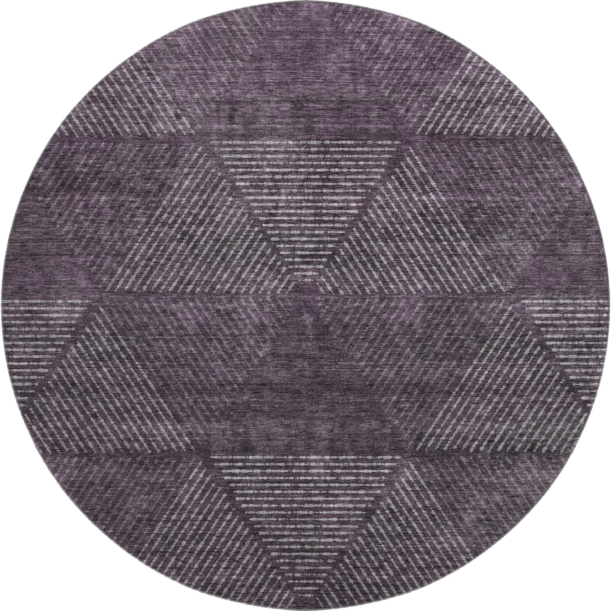 Colombo Machine Washable Transitional Eggplant Purple Rug 8' x 8' #shape_Round