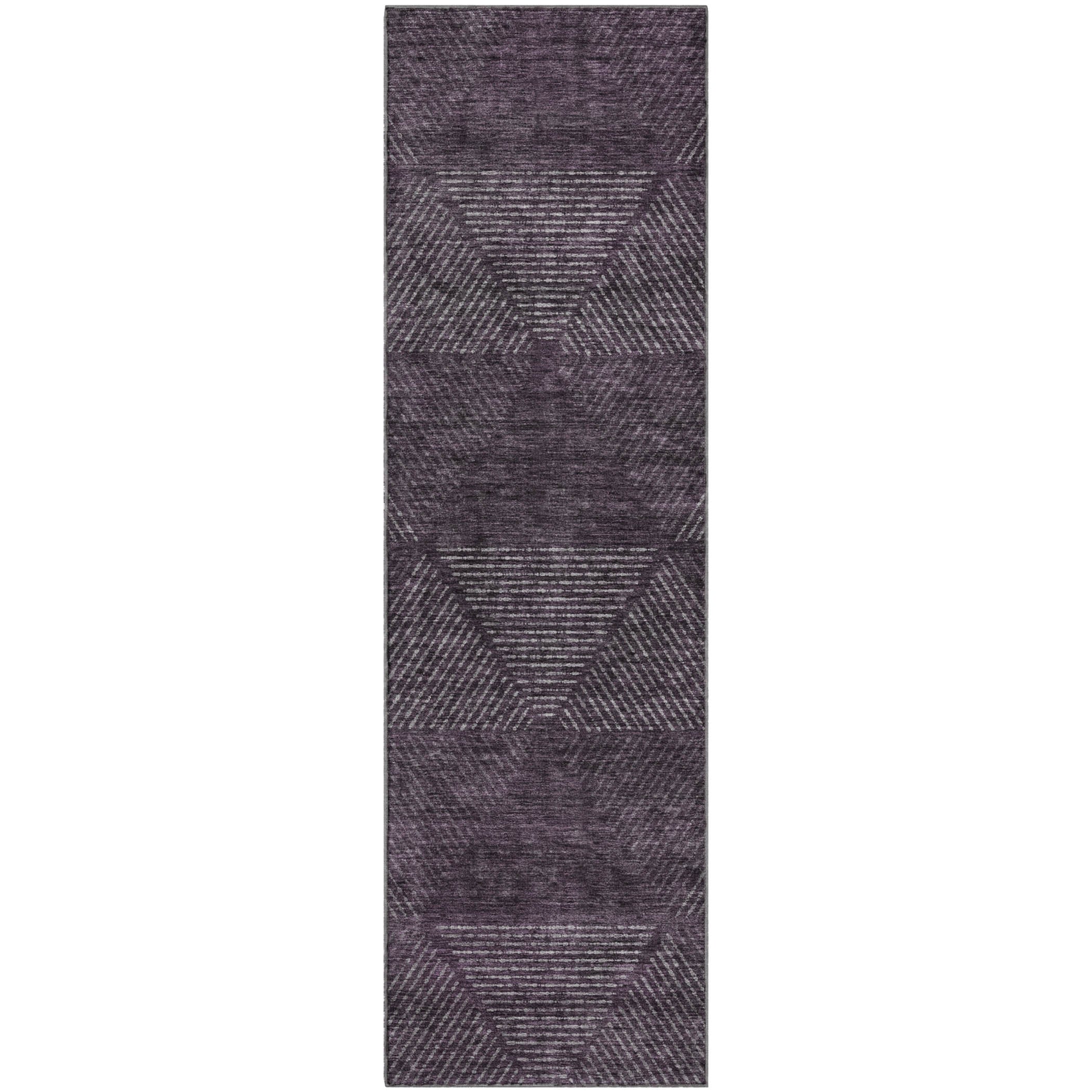 Colombo Machine Washable Transitional Eggplant Purple Rug 2'3" x 7'6" #shape_Runner