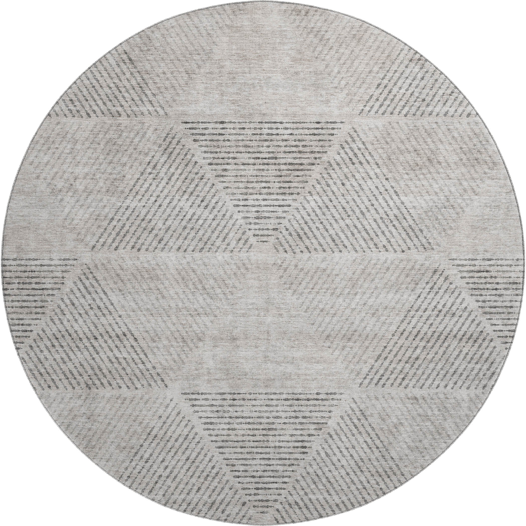 Colombo Machine Washable Transitional Taupe Brown Rug 8' x 8' #shape_Round
