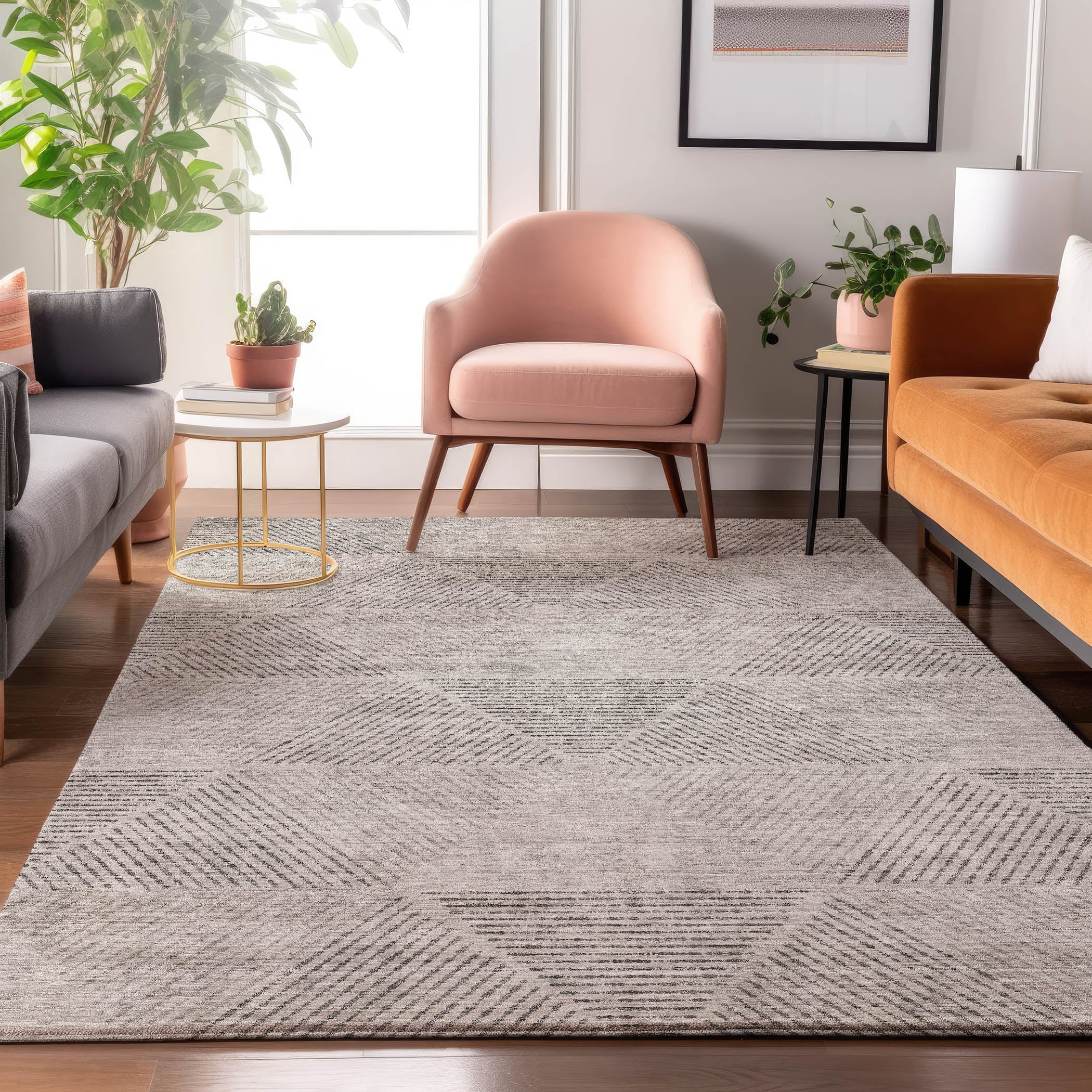 Colombo Machine Washable Transitional Taupe Brown Rug 2'6" x 3'10" #shape_Rectangle