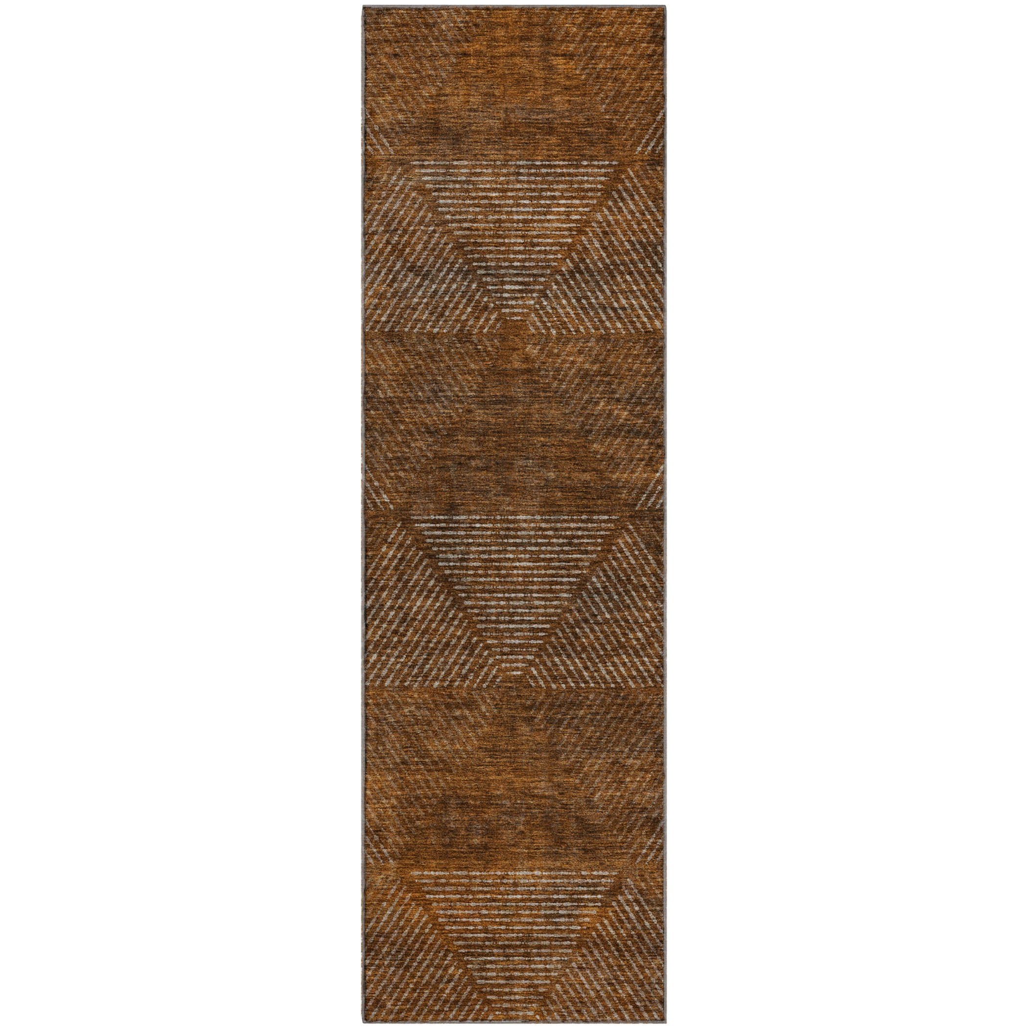 Colombo Machine Washable Transitional Terracotta Orange Rug 2'3" x 7'6" #shape_Runner