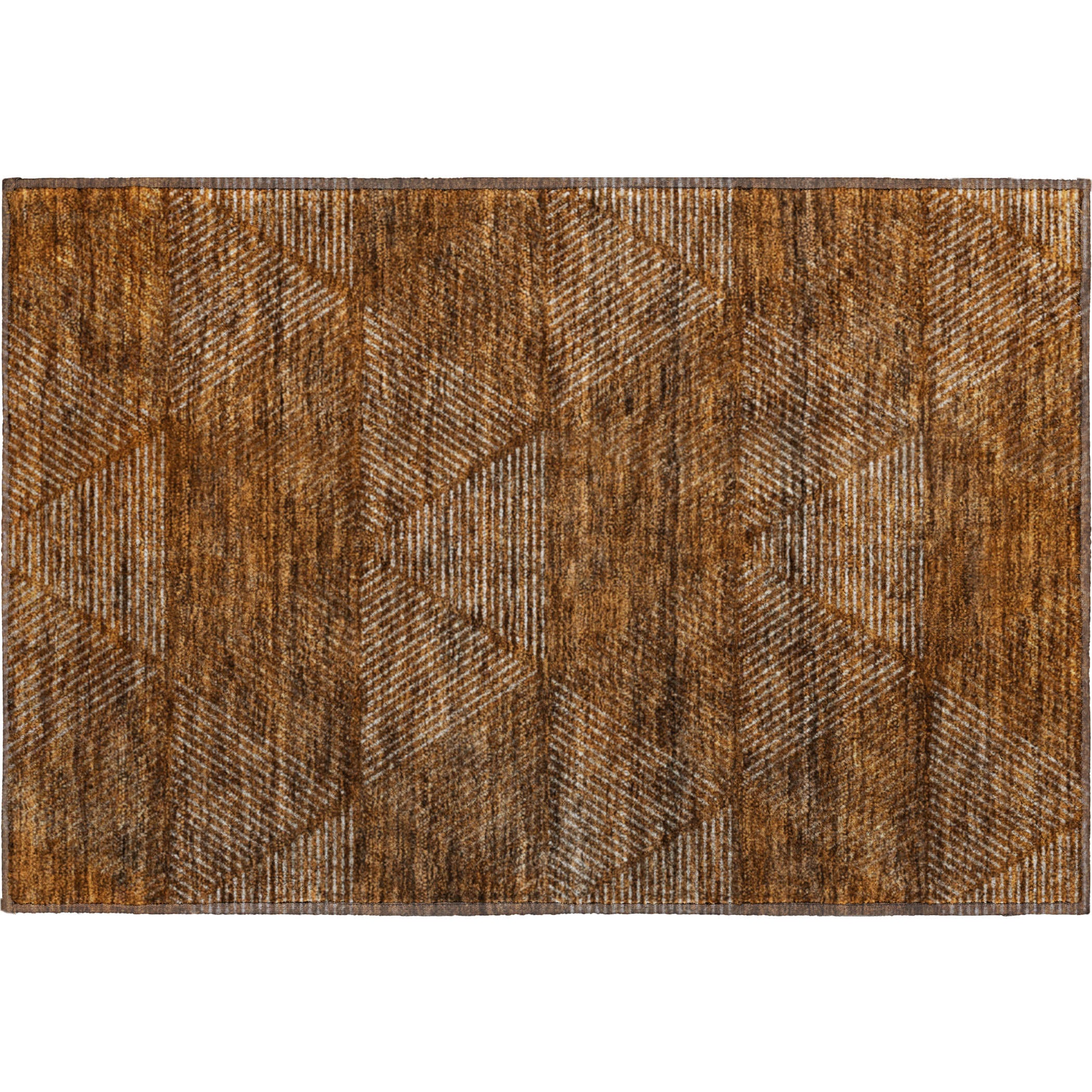 Colombo Machine Washable Transitional Terracotta Orange Rug 1'8" x 2'6" #shape_Rectangle