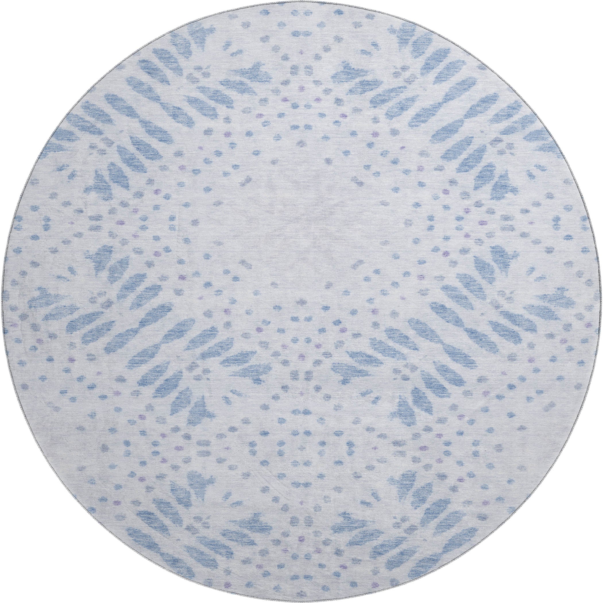 Reykjavik Machine Washable Transitional Blue Rug 8' x 8' #shape_Round