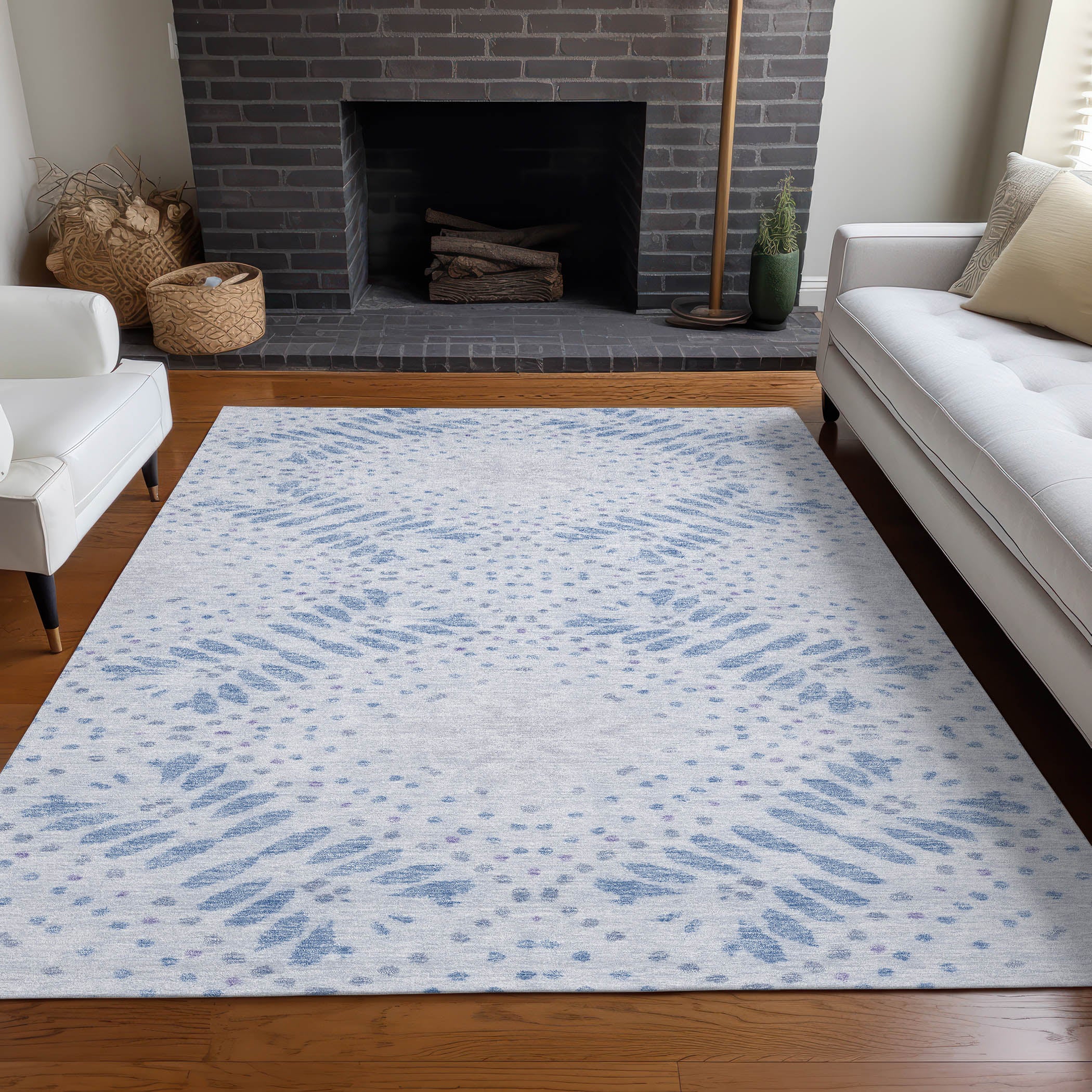 Reykjavik Machine Washable Transitional Blue Rug 2'6" x 3'10" #shape_Rectangle