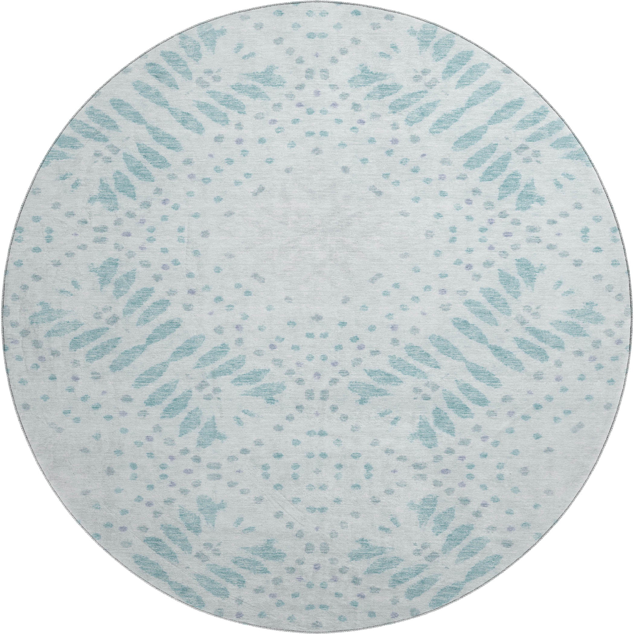 Reykjavik Machine Washable Transitional Teal Rug 8' x 8' #shape_Round