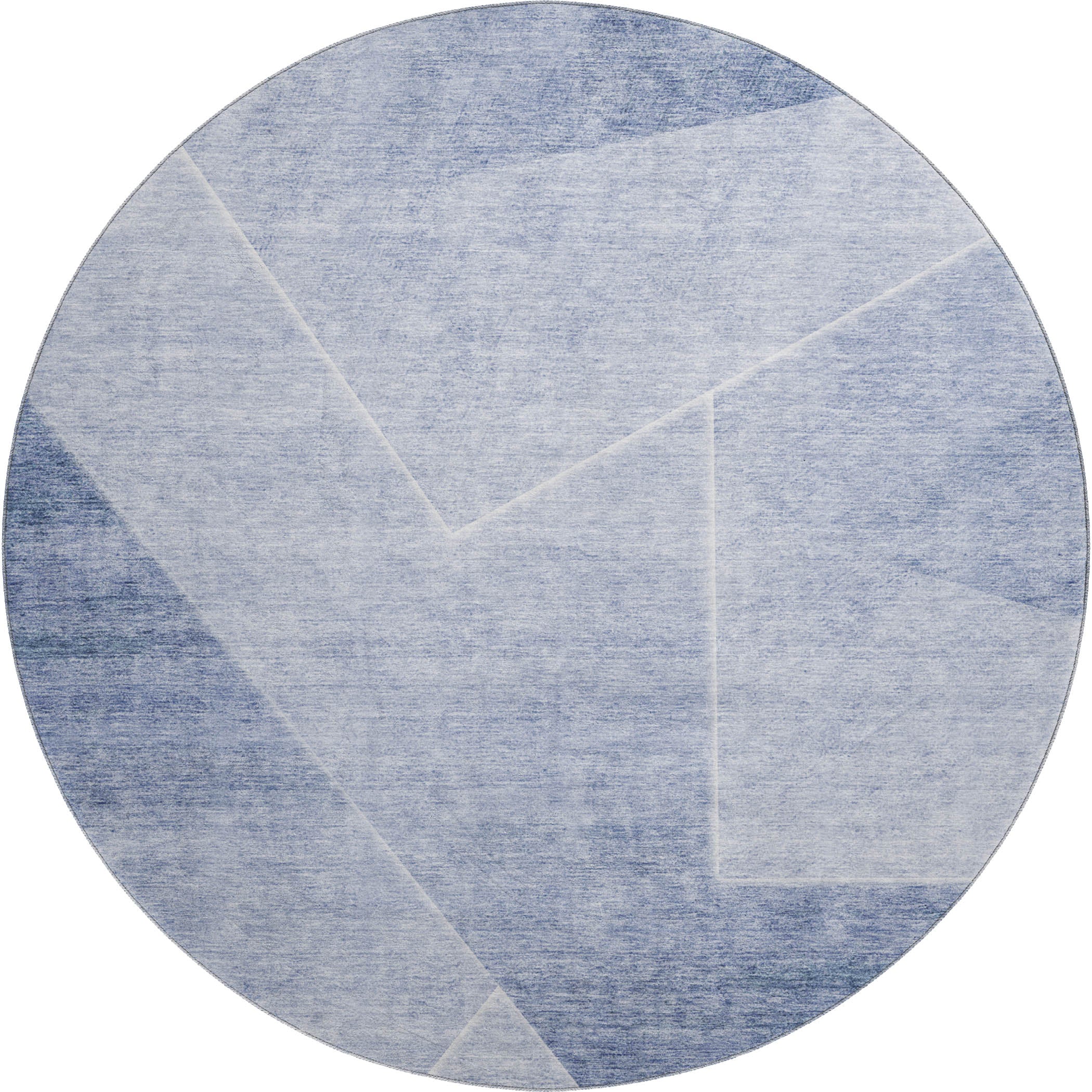 Bogota Machine Washable Transitional Blue Rug 8' x 8' #shape_Round
