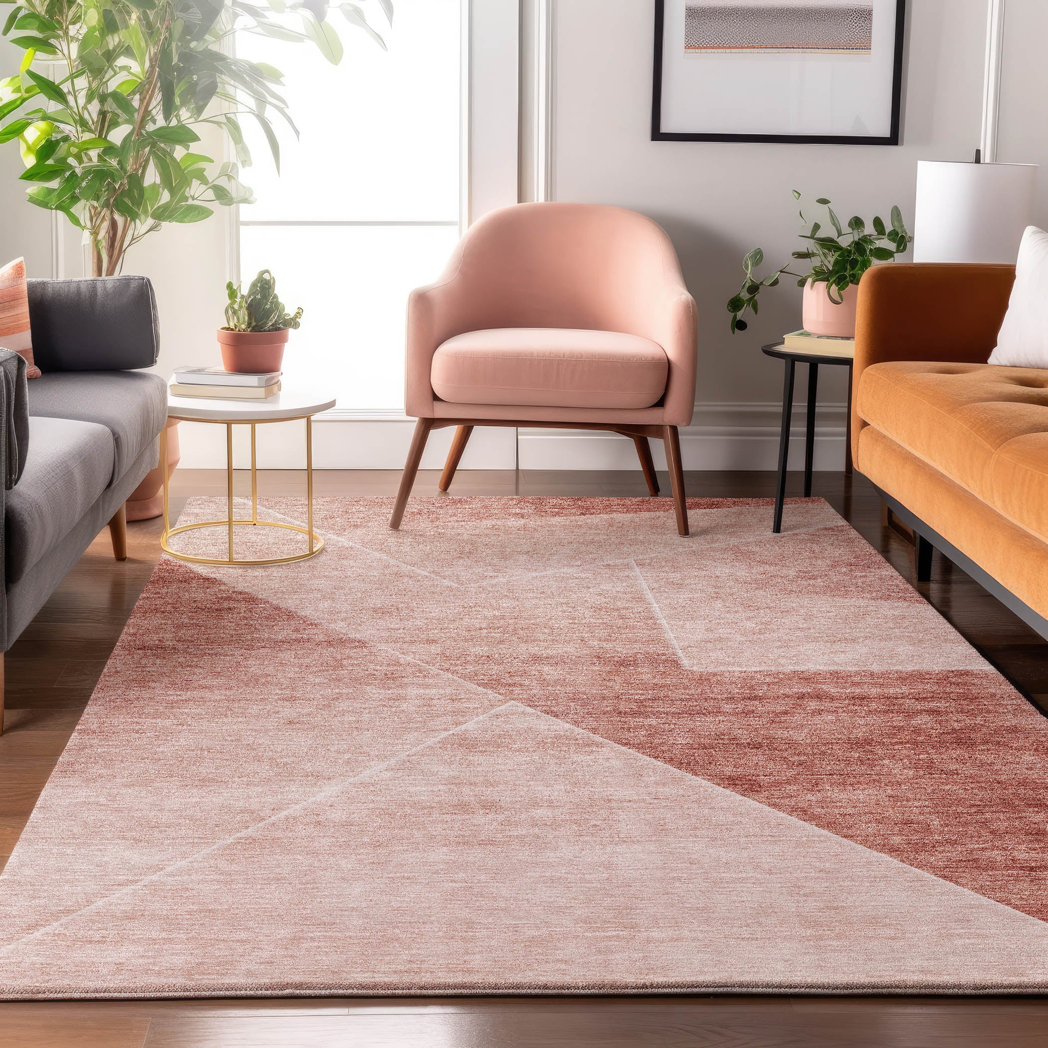 Bogota Machine Washable Transitional Salmon Orange Rug 2'6" x 3'10" #shape_Rectangle