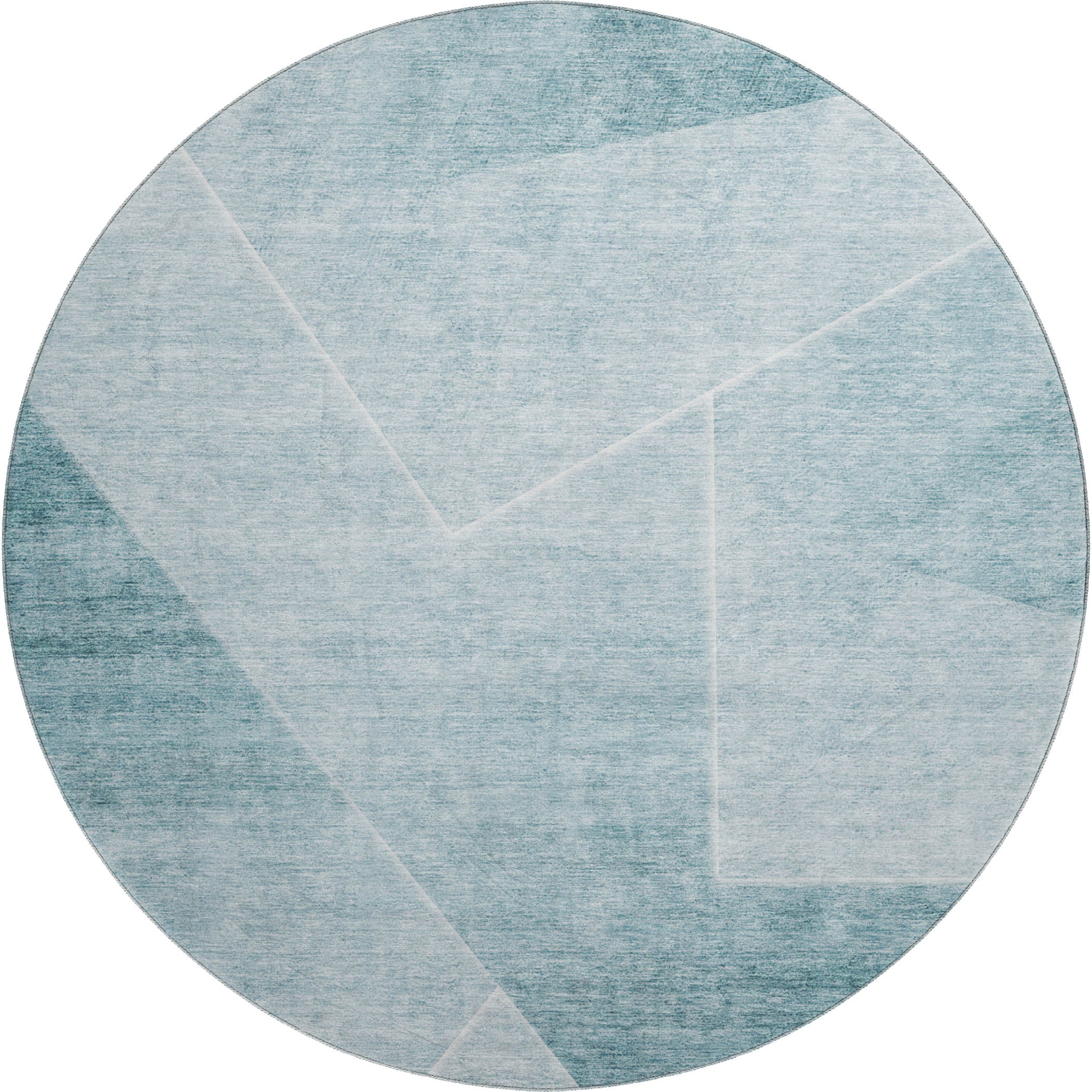 Bogota Machine Washable Transitional Teal Rug 8' x 8' #shape_Round