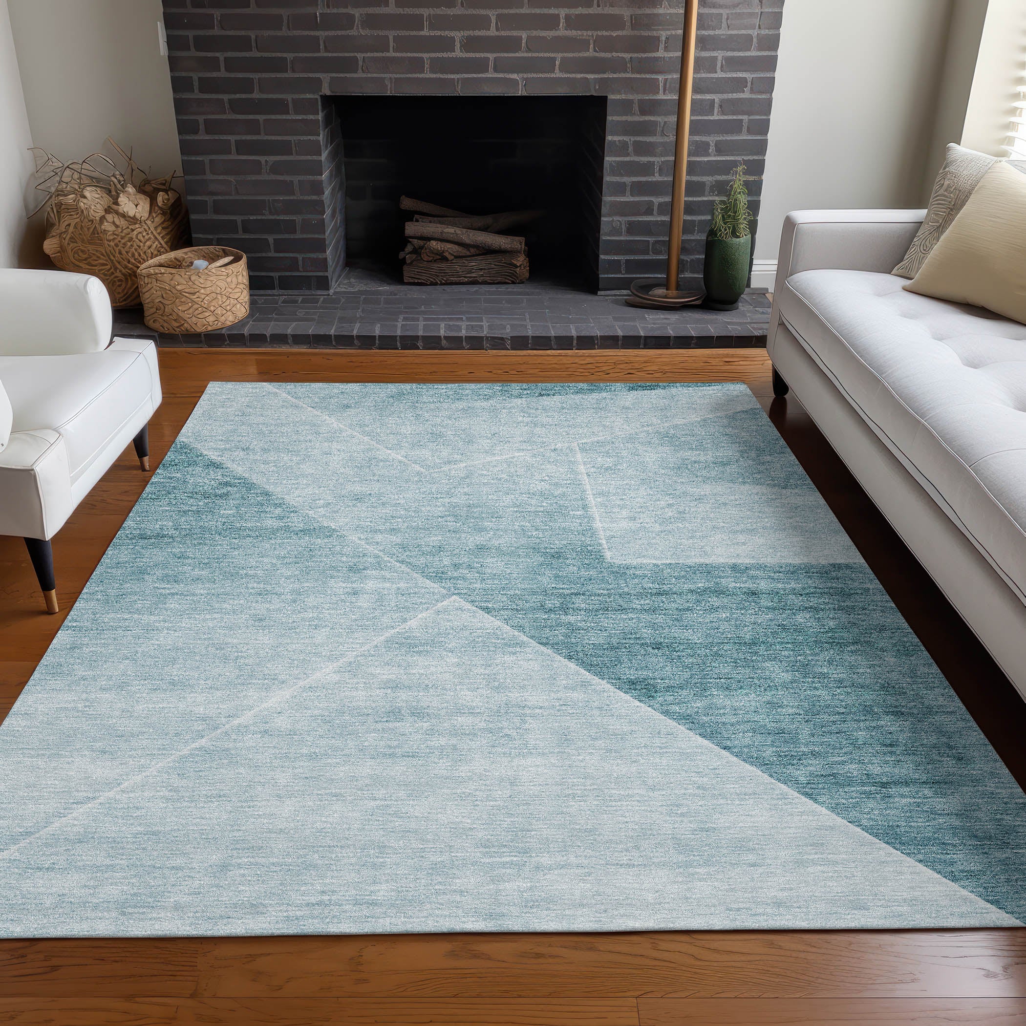 Bogota Machine Washable Transitional Teal Rug 2'6" x 3'10" #shape_Rectangle