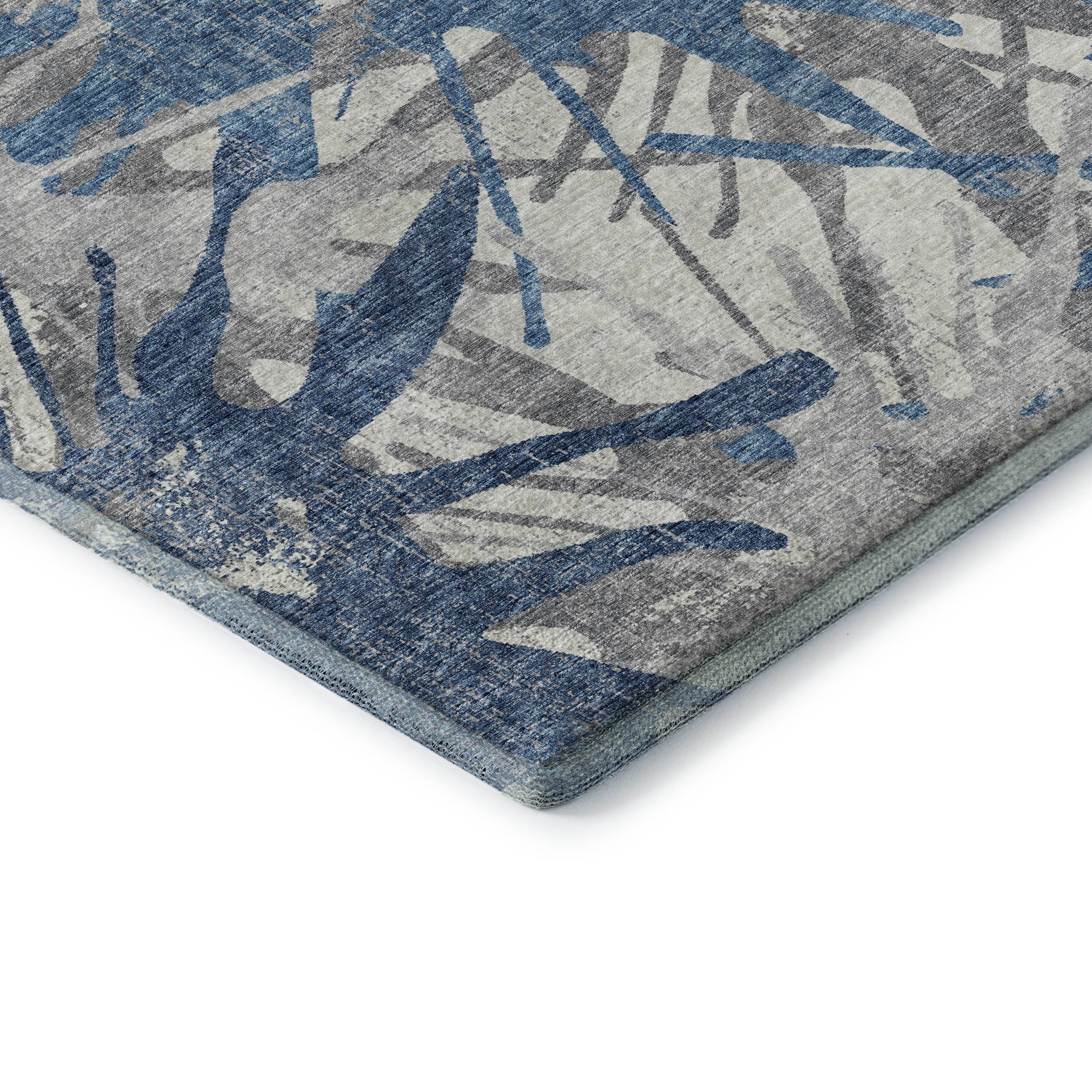 Lisbon Machine Washable Transitional Blue Rug 1'8" x 2'6" #shape_Rectangle