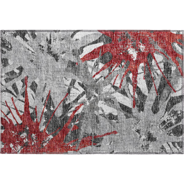 Lisbon Machine Washable Transitional Red Rug 1'8" x 2'6"