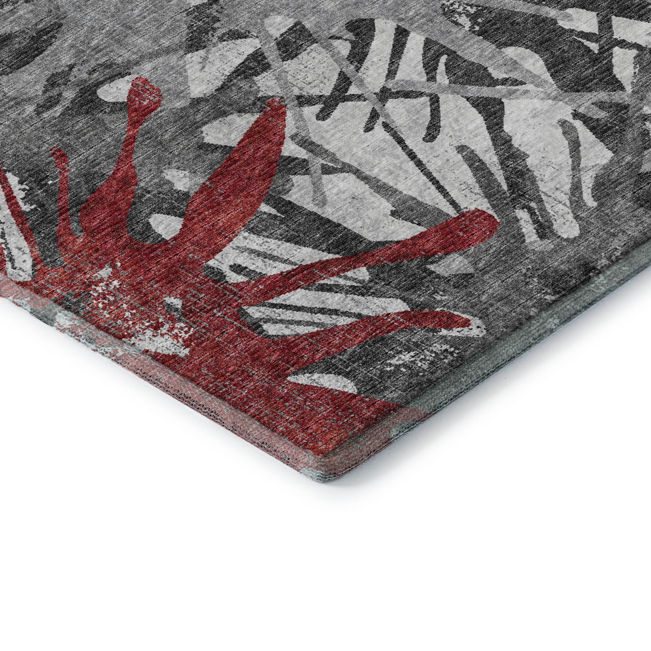 Lisbon Machine Washable Transitional Red Rug 1'8" x 2'6" #shape_Rectangle