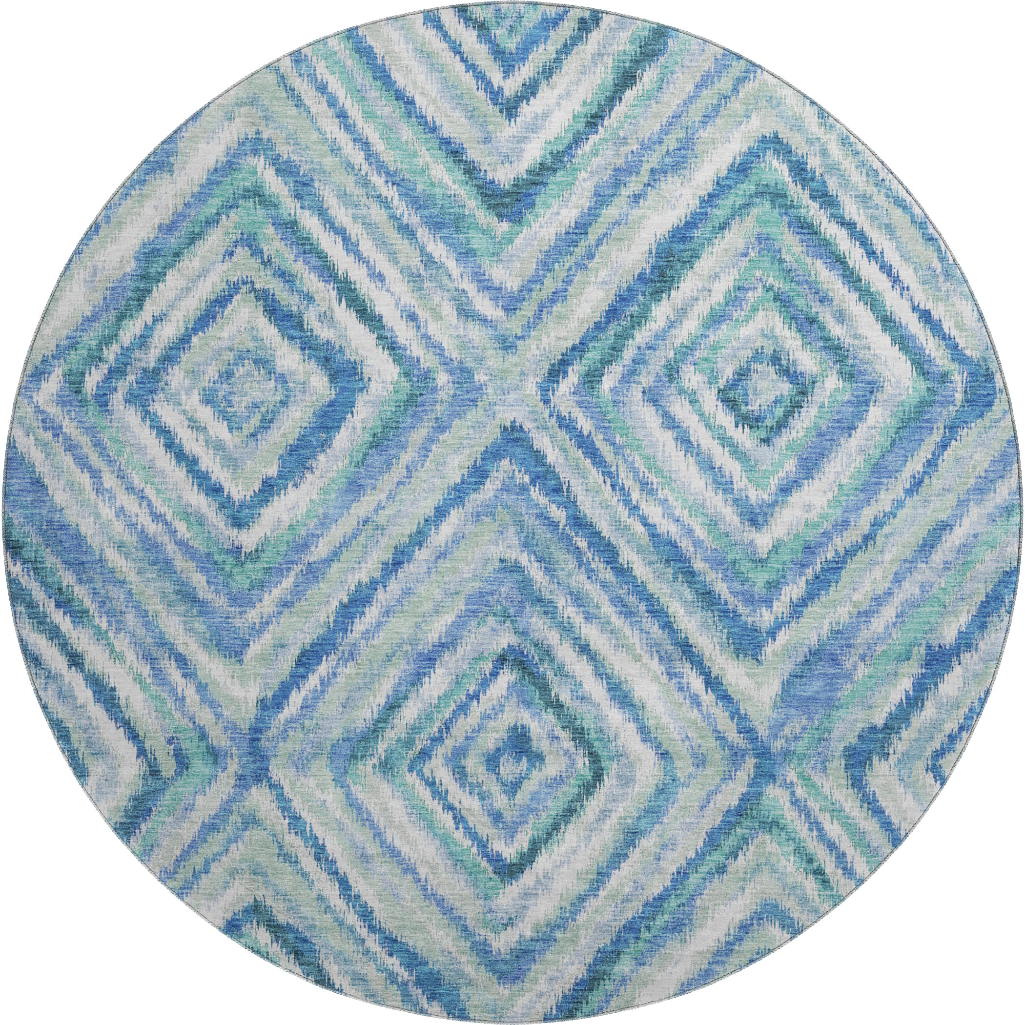 Bruges Machine Washable Transitional Blue Rug 8' x 8' #shape_Round