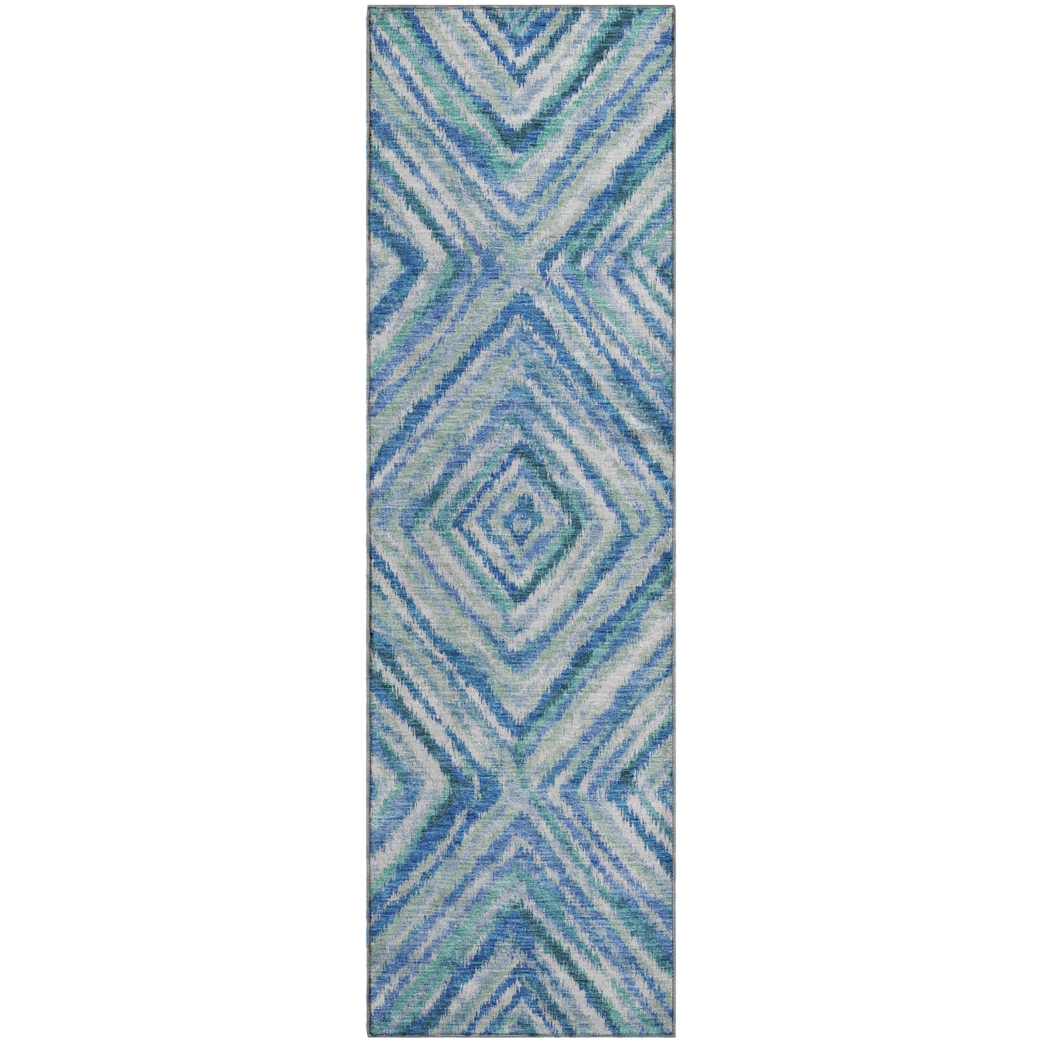 Bruges Machine Washable Transitional Blue Rug 2'3" x 7'6" #shape_Runner
