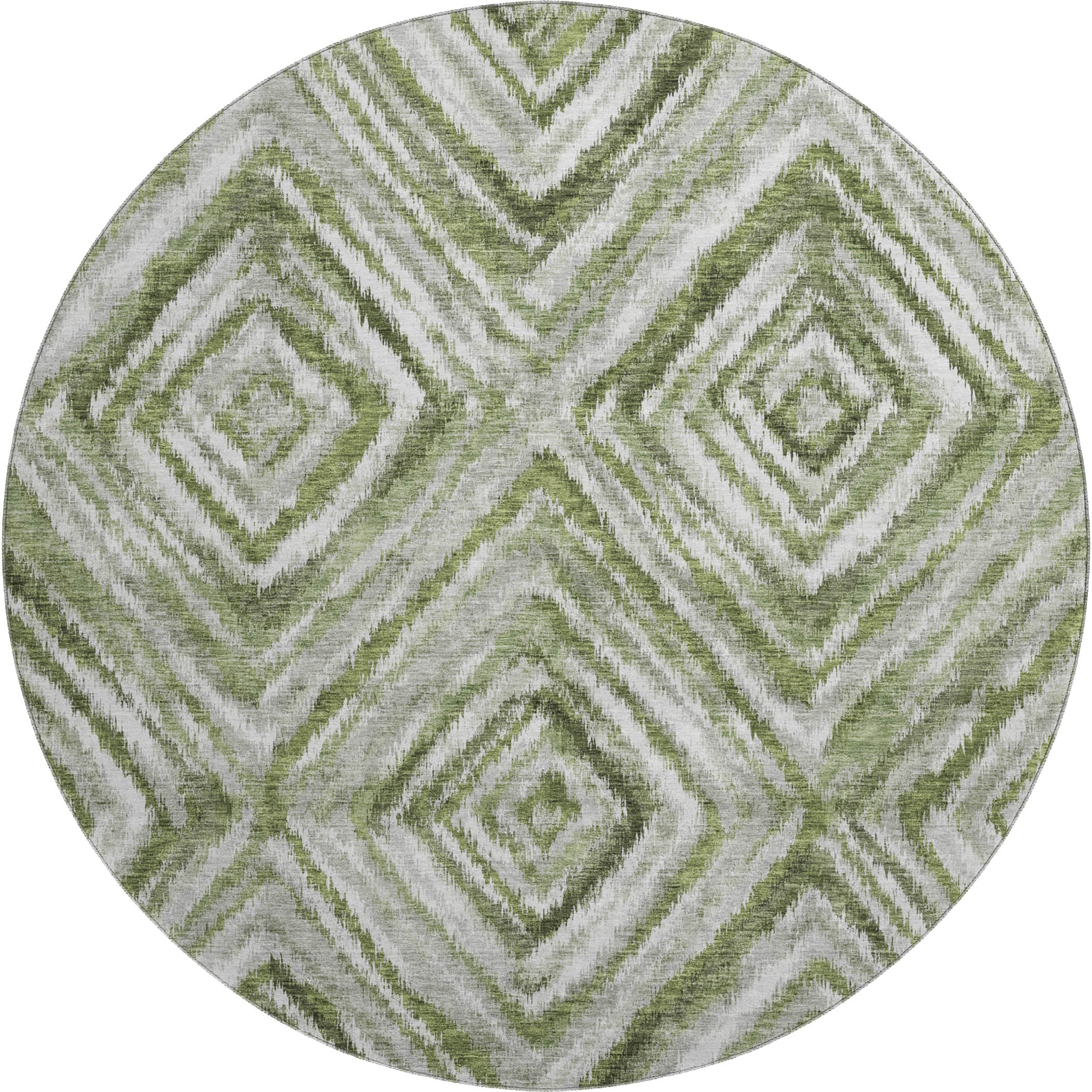 Cartagena Machine Washable Transitional Aloe Green Rug 8' x 8' #shape_Round
