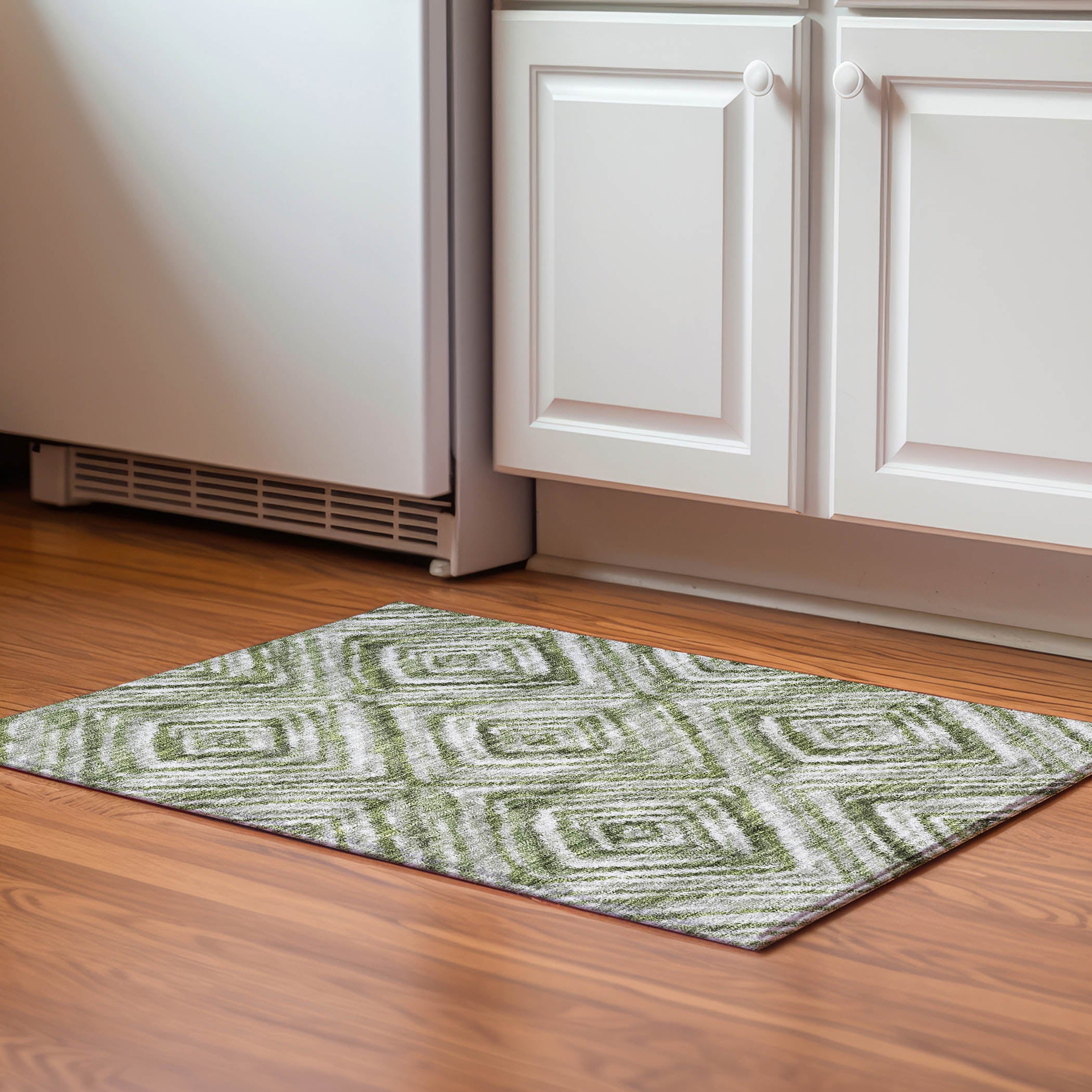 Cartagena Machine Washable Transitional Aloe Green Rug 1'8" x 2'6" #shape_Rectangle