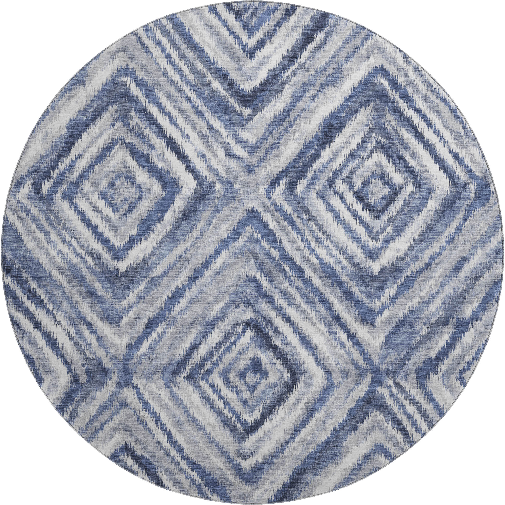 Cartagena Machine Washable Transitional Blue Rug 8' x 8' #shape_Round