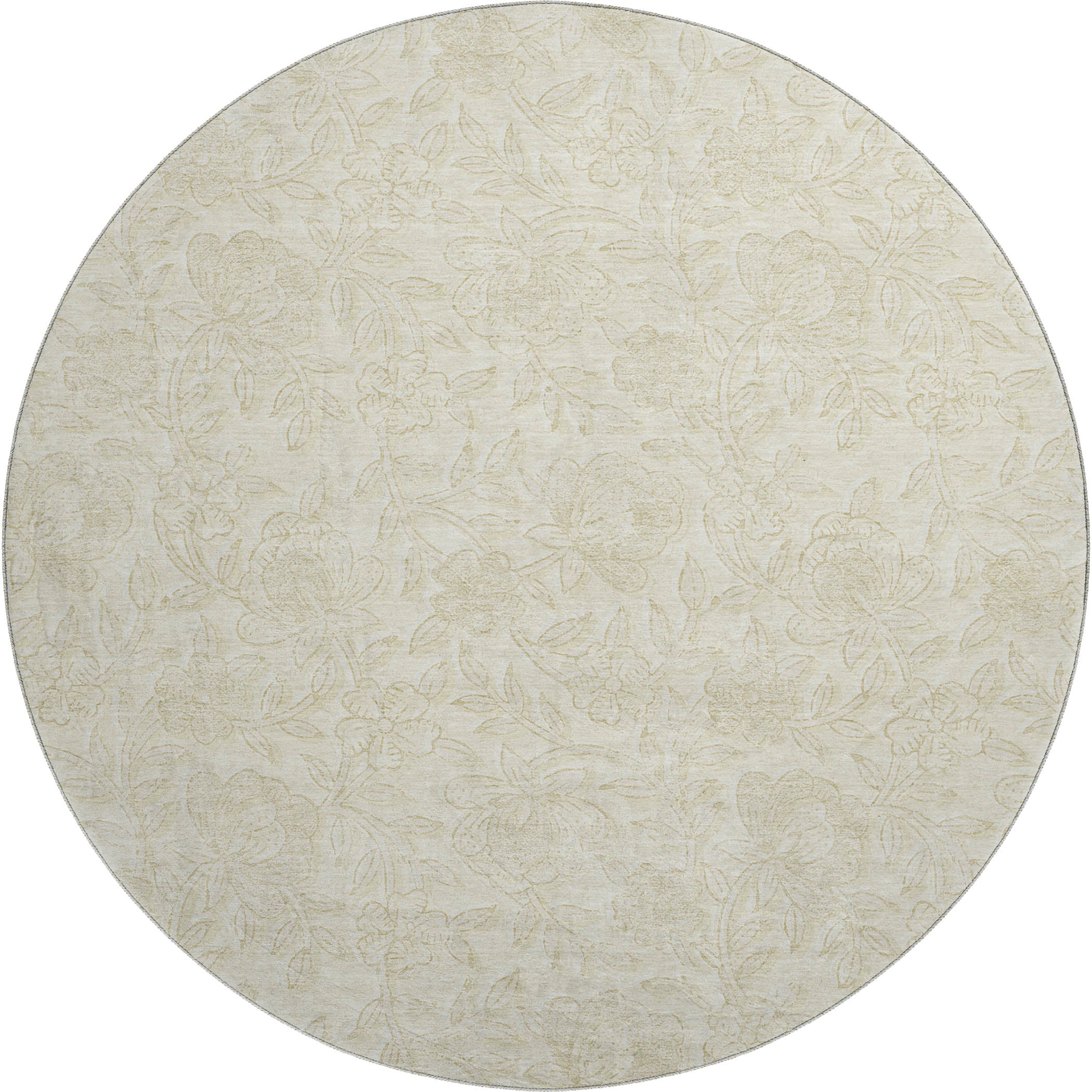 Cusco Machine Washable Transitional Ivory Rug 8' x 8' #shape_Round