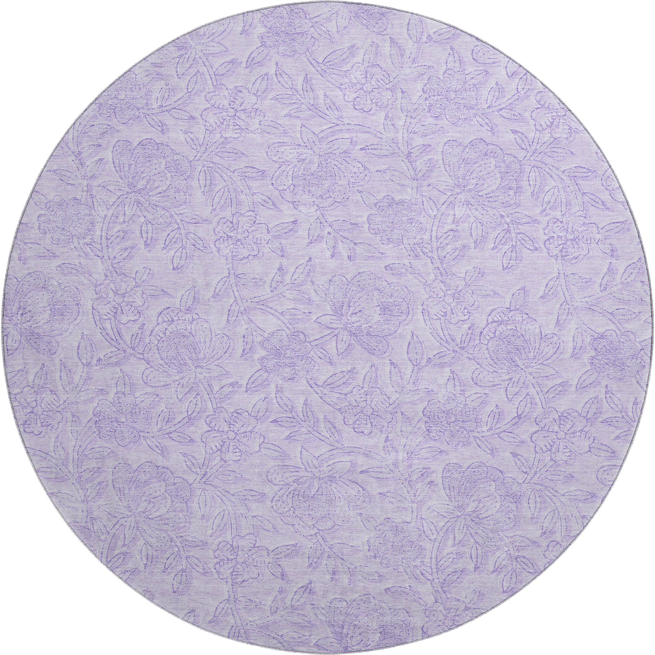 Cusco Machine Washable Transitional Lilac Purple Rug 8' x 8' #shape_Round