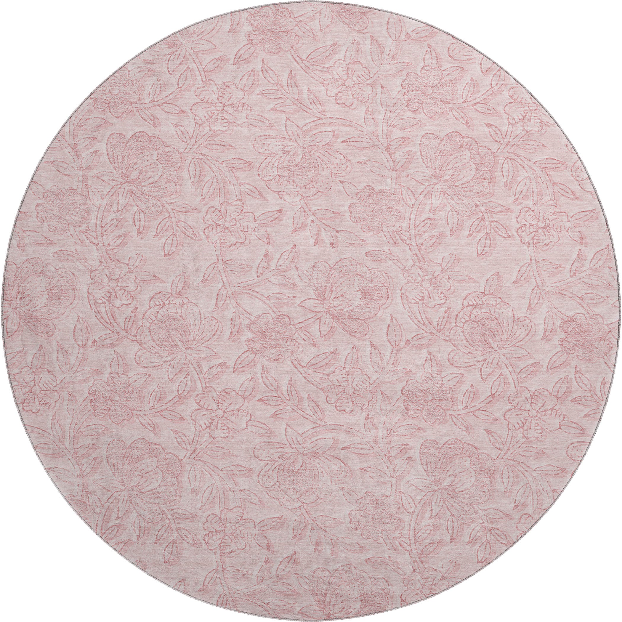 Cusco Machine Washable Transitional Pink Rug 8' x 8' #shape_Round