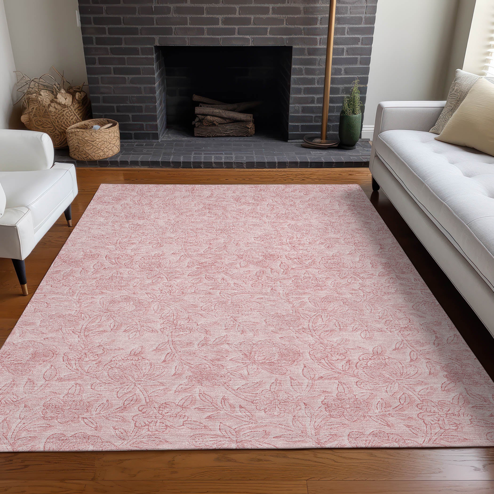Cusco Machine Washable Transitional Pink Rug 2'6" x 3'10" #shape_Rectangle
