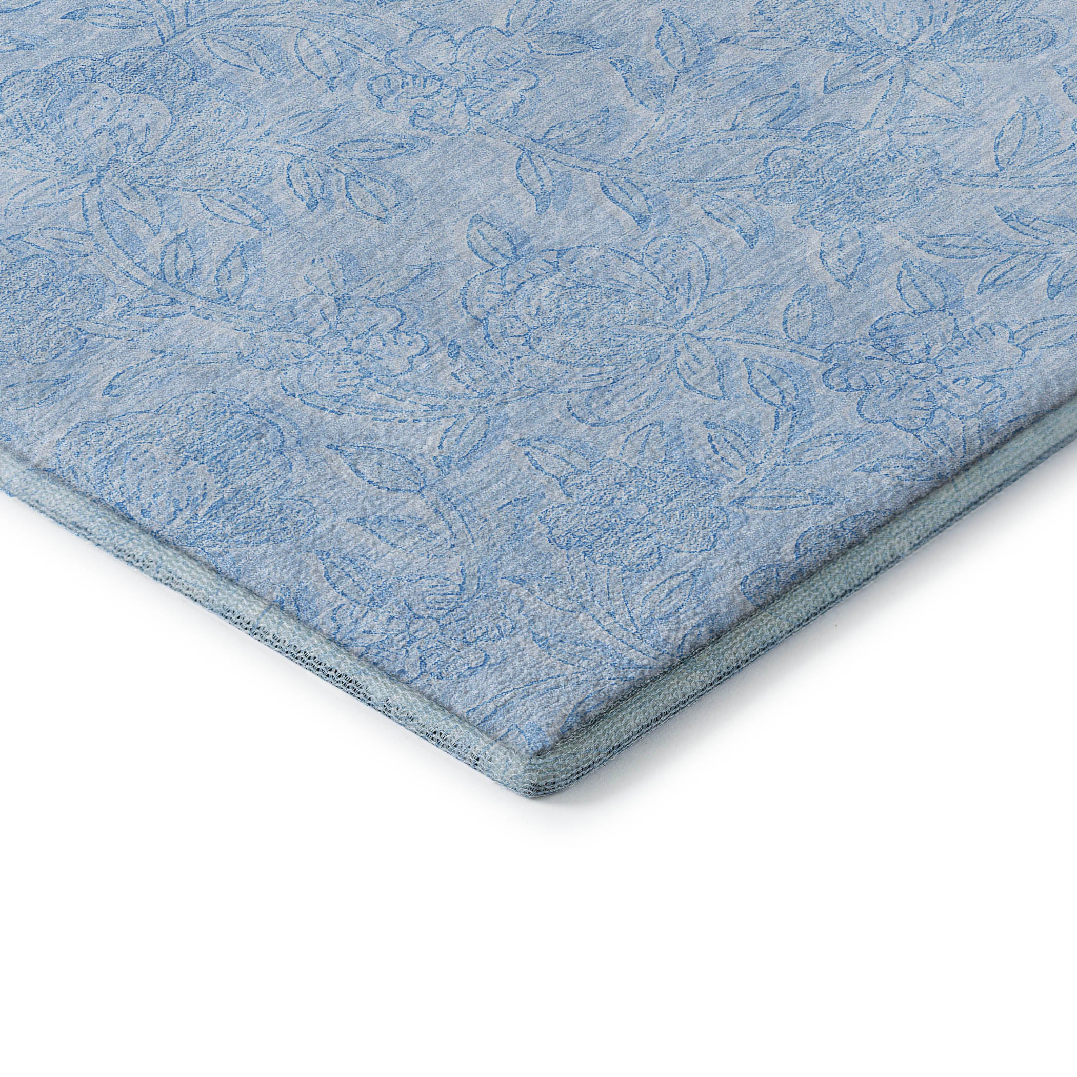 Cusco Machine Washable Transitional Sky Blue Rug 1'8" x 2'6" #shape_Rectangle