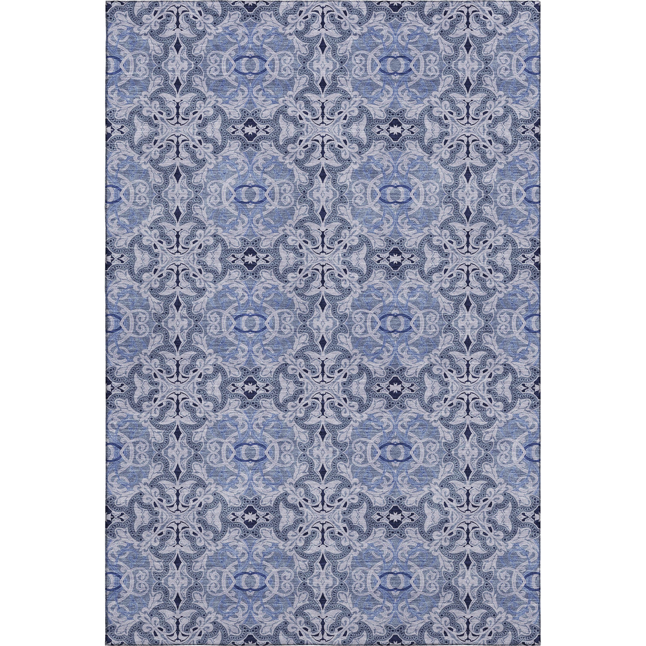Seville Machine Washable Transitional Blue Rug 2'6" x 3'10" #shape_Rectangle