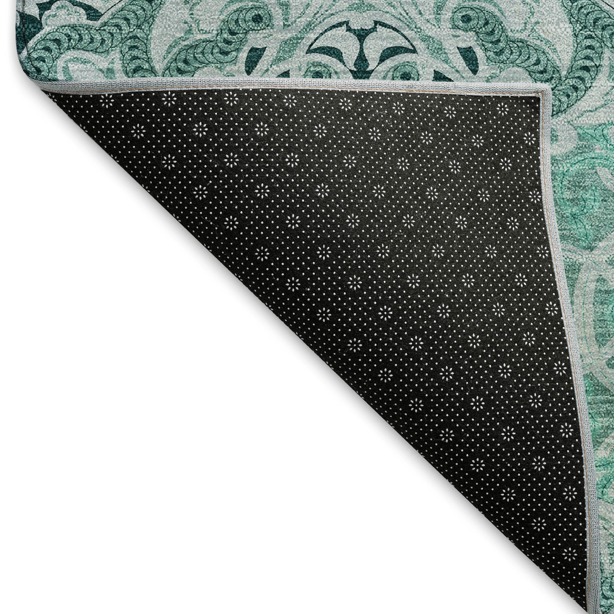 Seville Machine Washable Transitional Teal Rug 1'8" x 2'6" #shape_Rectangle