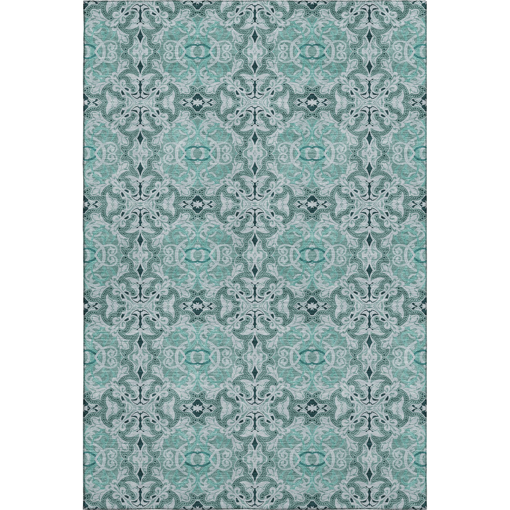 Seville Machine Washable Transitional Teal Rug 2'6" x 3'10" #shape_Rectangle