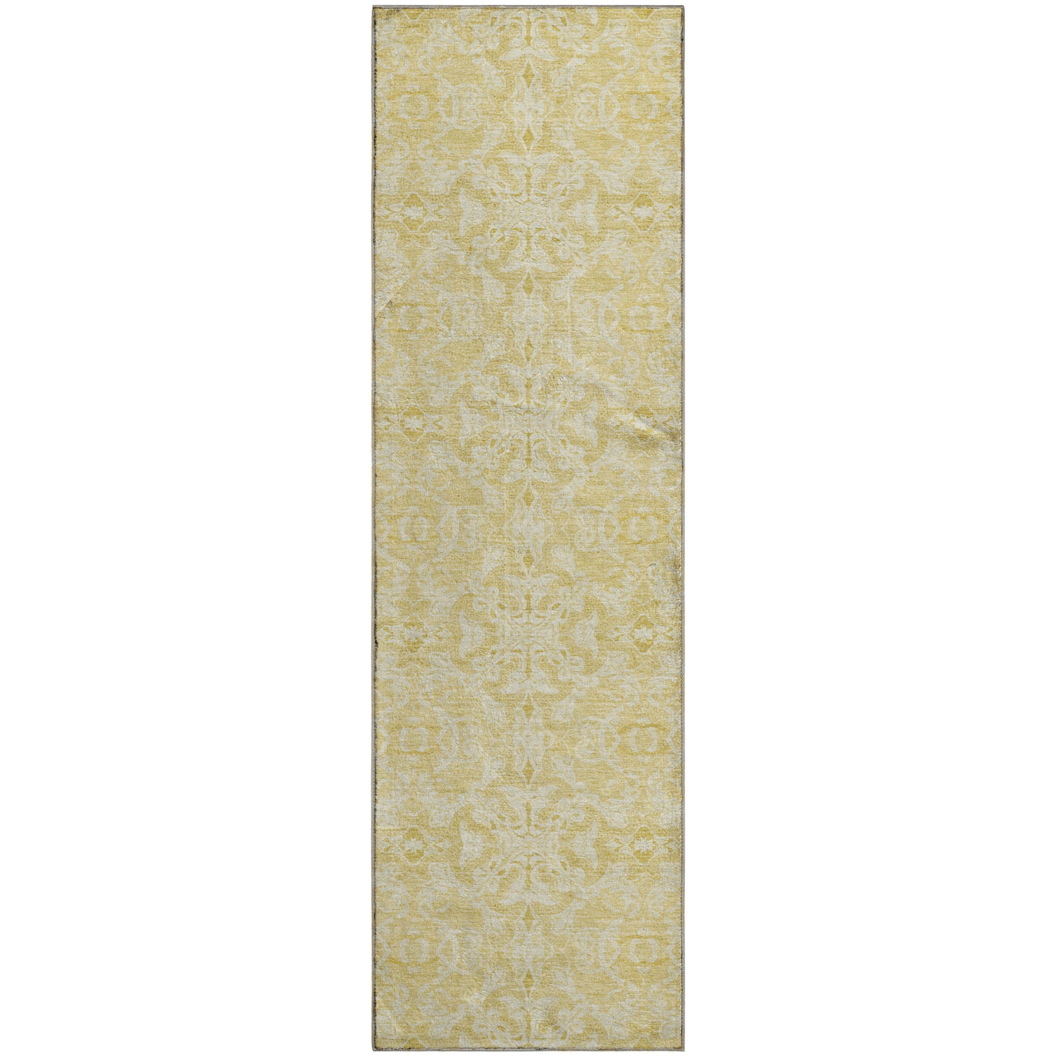 Kathmandu Machine Washable Transitional Gold Rug 2'3" x 7'6" #shape_Runner
