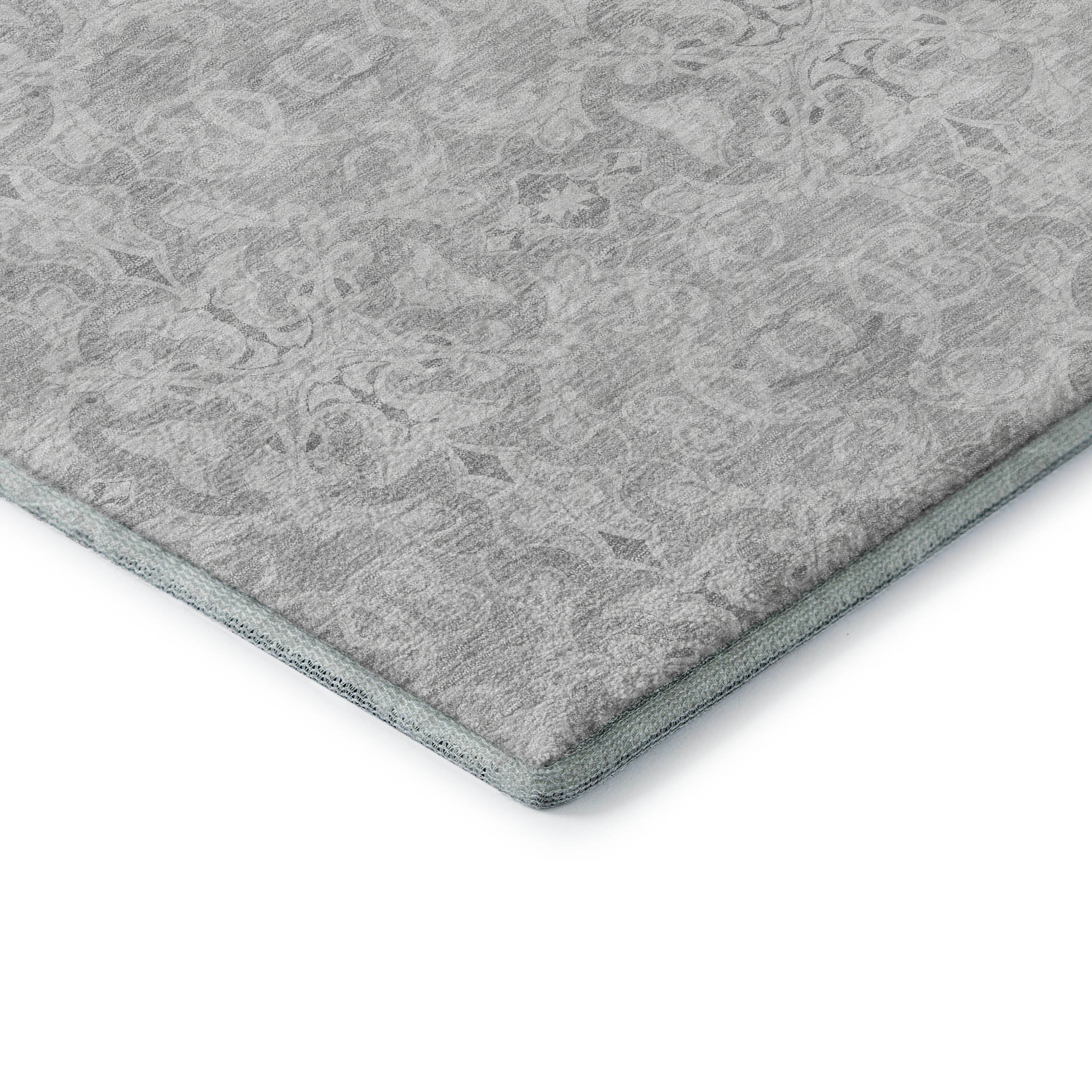 Kathmandu Machine Washable Transitional Silver Gray Rug 1'8" x 2'6" #shape_Rectangle