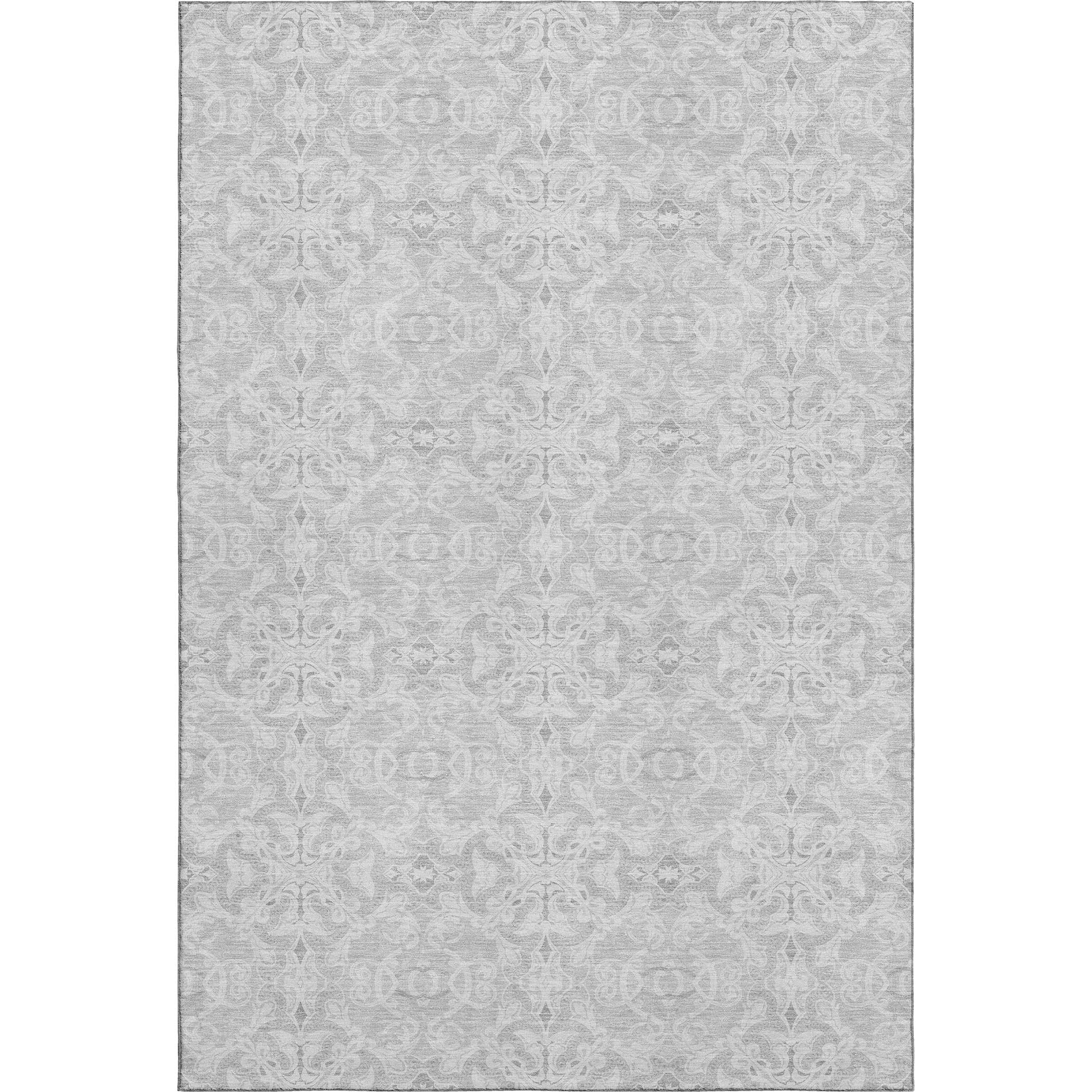 Kathmandu Machine Washable Transitional Silver Gray Rug 2'6" x 3'10" #shape_Rectangle