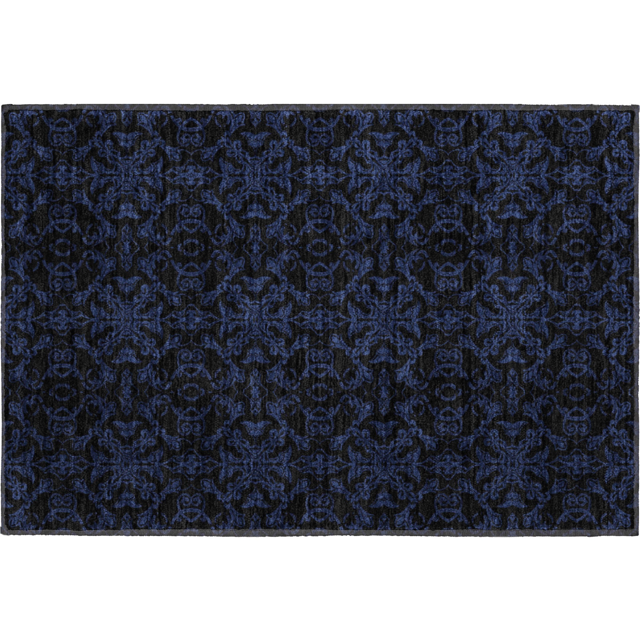 Rome Machine Washable Transitional Blue Rug 1'8" x 2'6" #shape_Rectangle