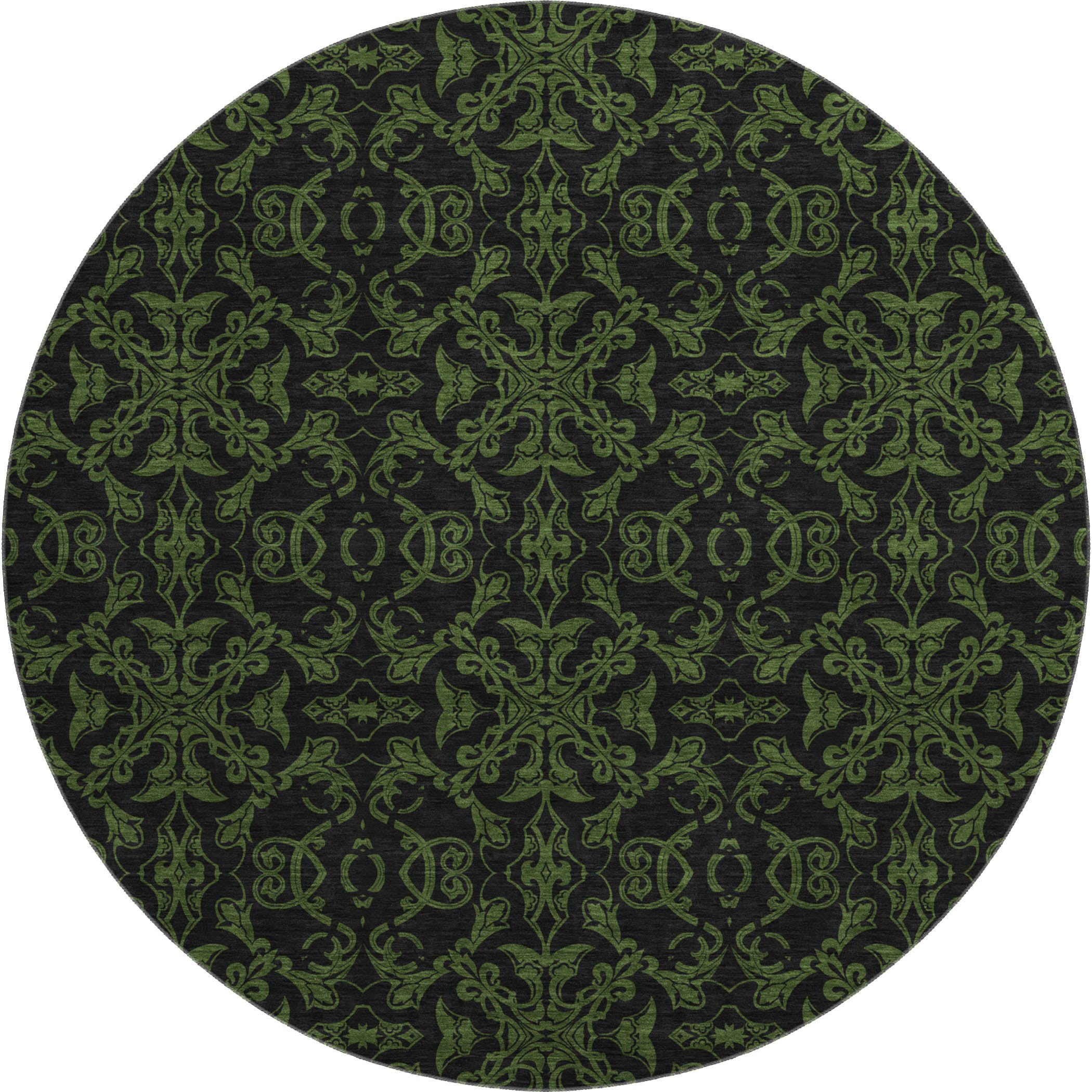 Rome Machine Washable Transitional Olive Green Rug 8' x 8' #shape_Round