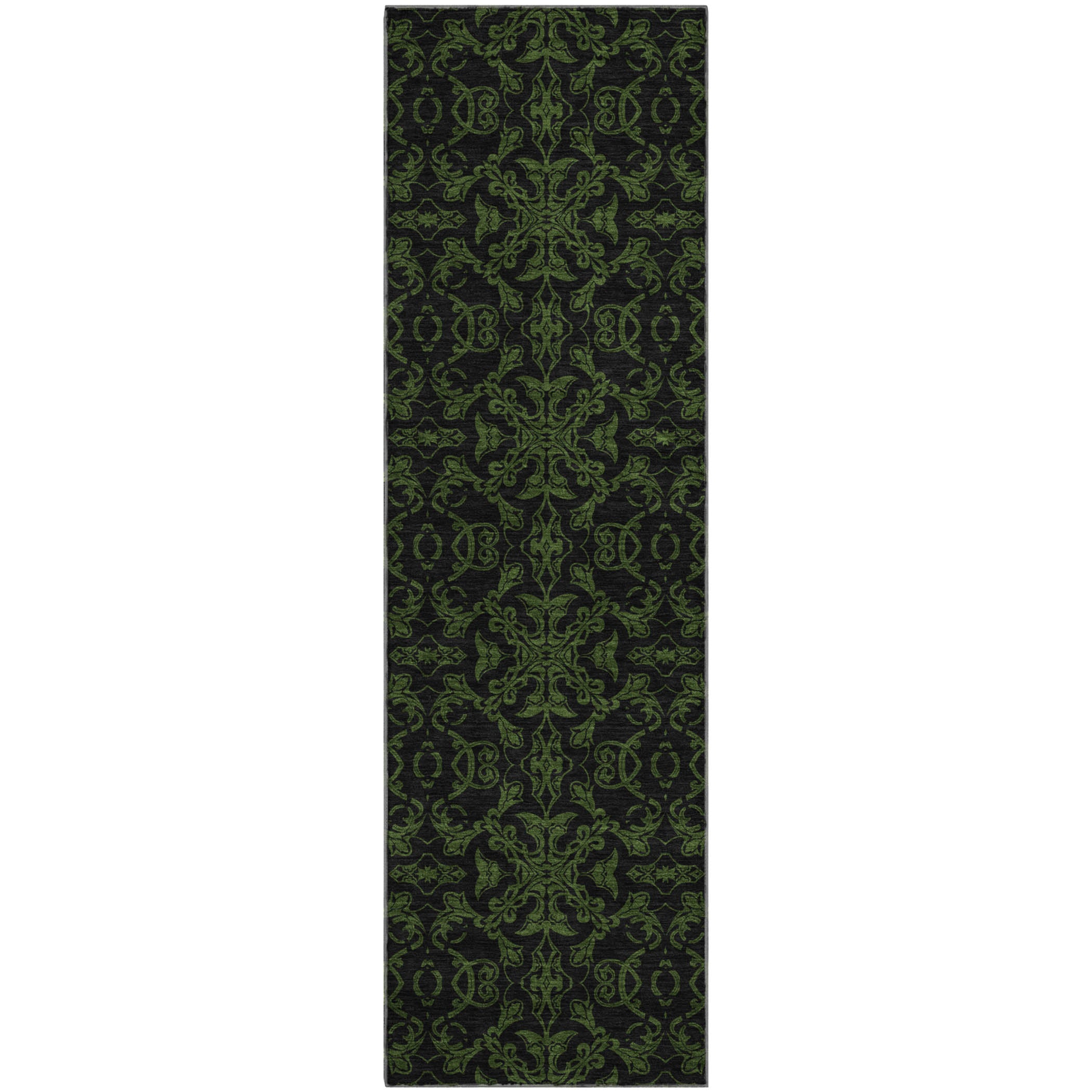 Rome Machine Washable Transitional Olive Green Rug 2'3" x 7'6" #shape_Runner