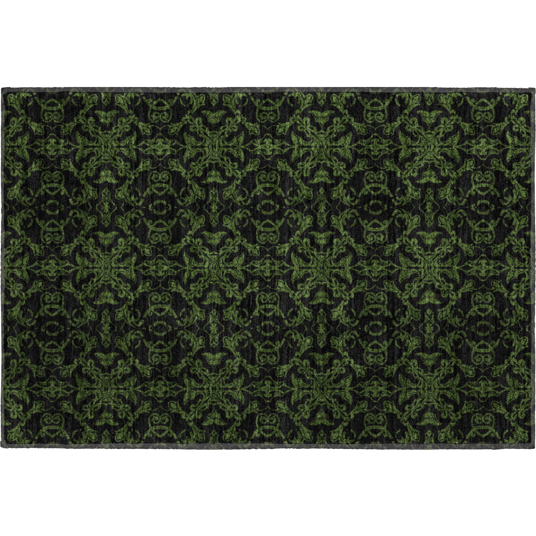 Rome Machine Washable Transitional Olive Green Rug 1'8" x 2'6" #shape_Rectangle