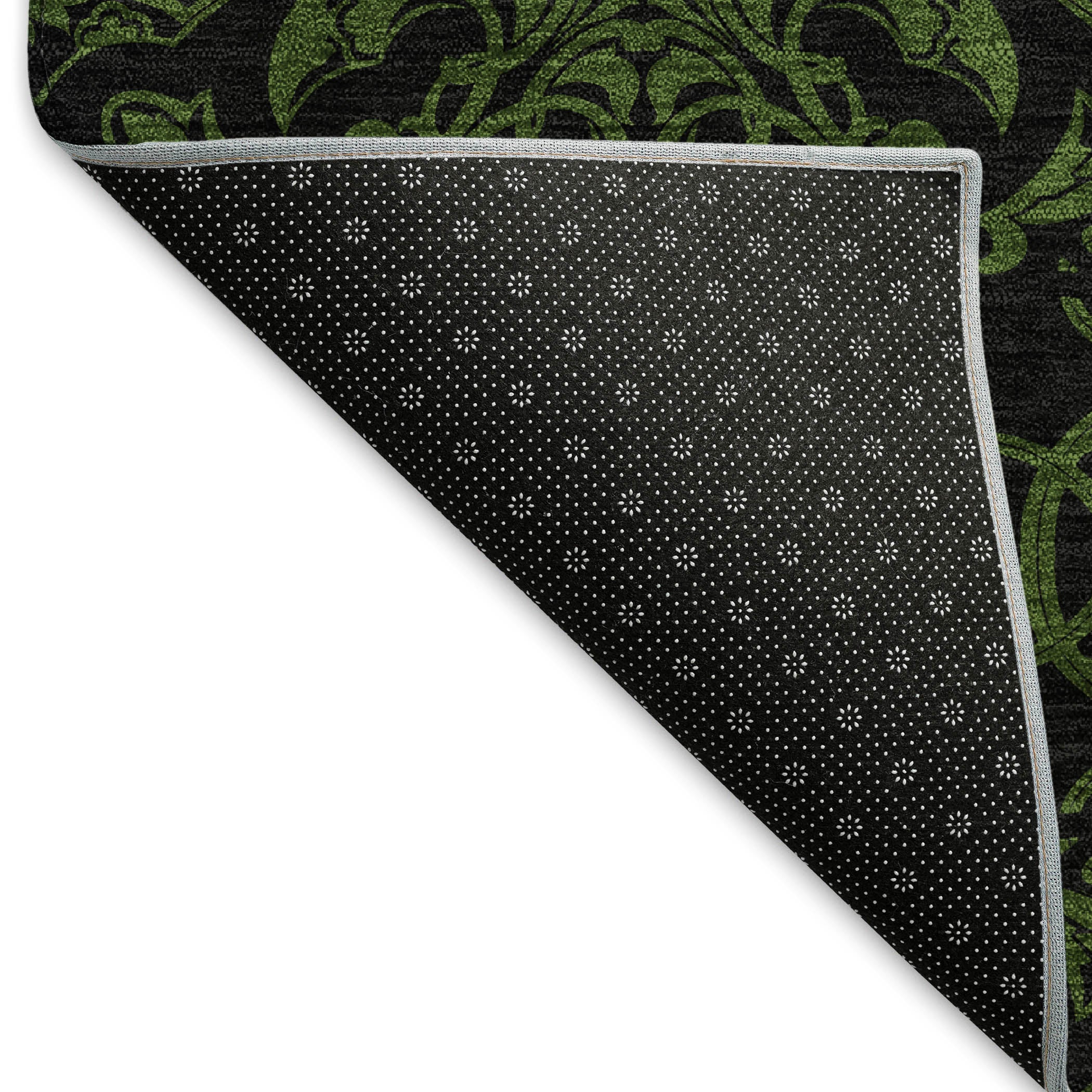 Rome Machine Washable Transitional Olive Green Rug 1'8" x 2'6" #shape_Rectangle