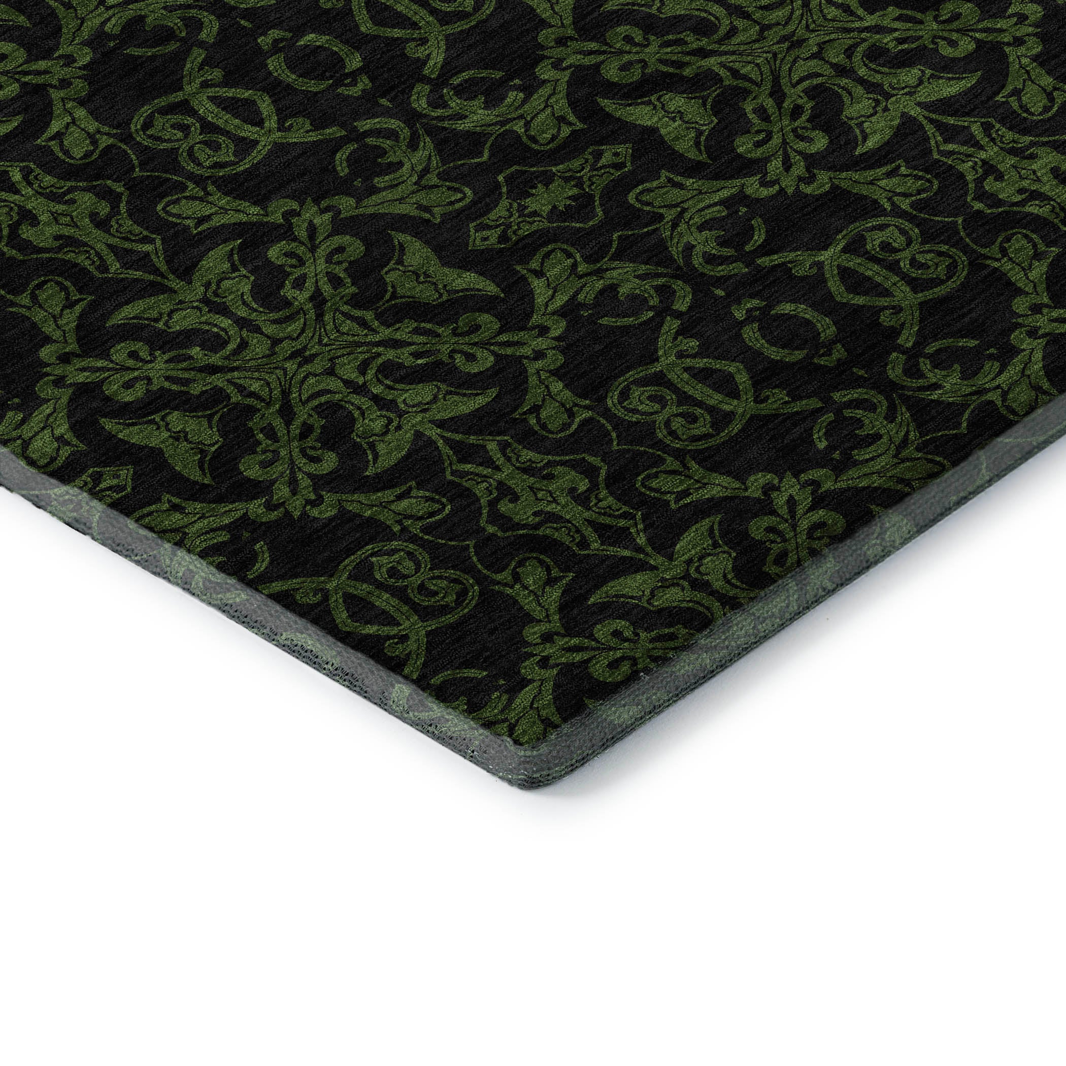 Rome Machine Washable Transitional Olive Green Rug 1'8" x 2'6" #shape_Rectangle
