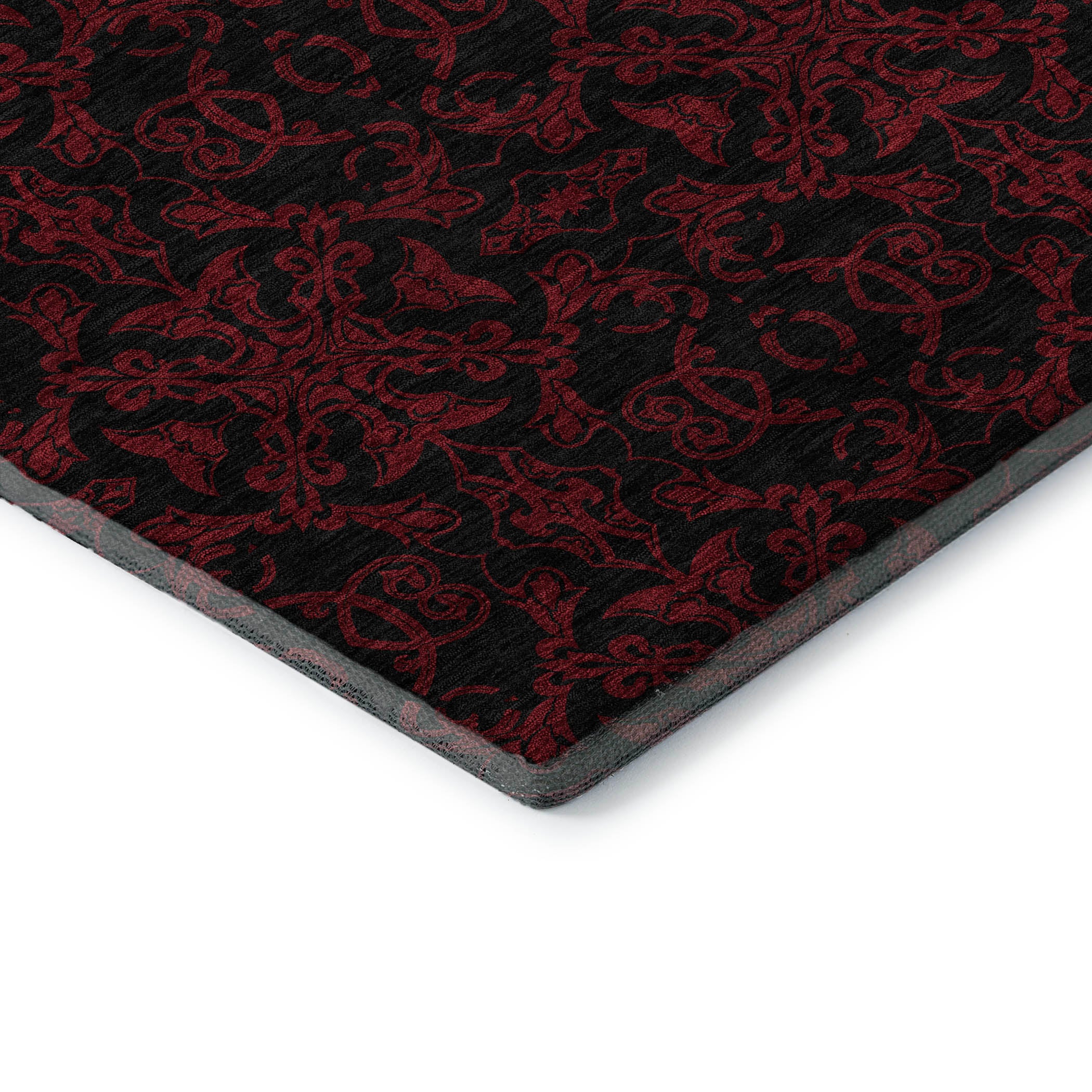 Rome Machine Washable Transitional Red Rug 1'8" x 2'6" #shape_Rectangle