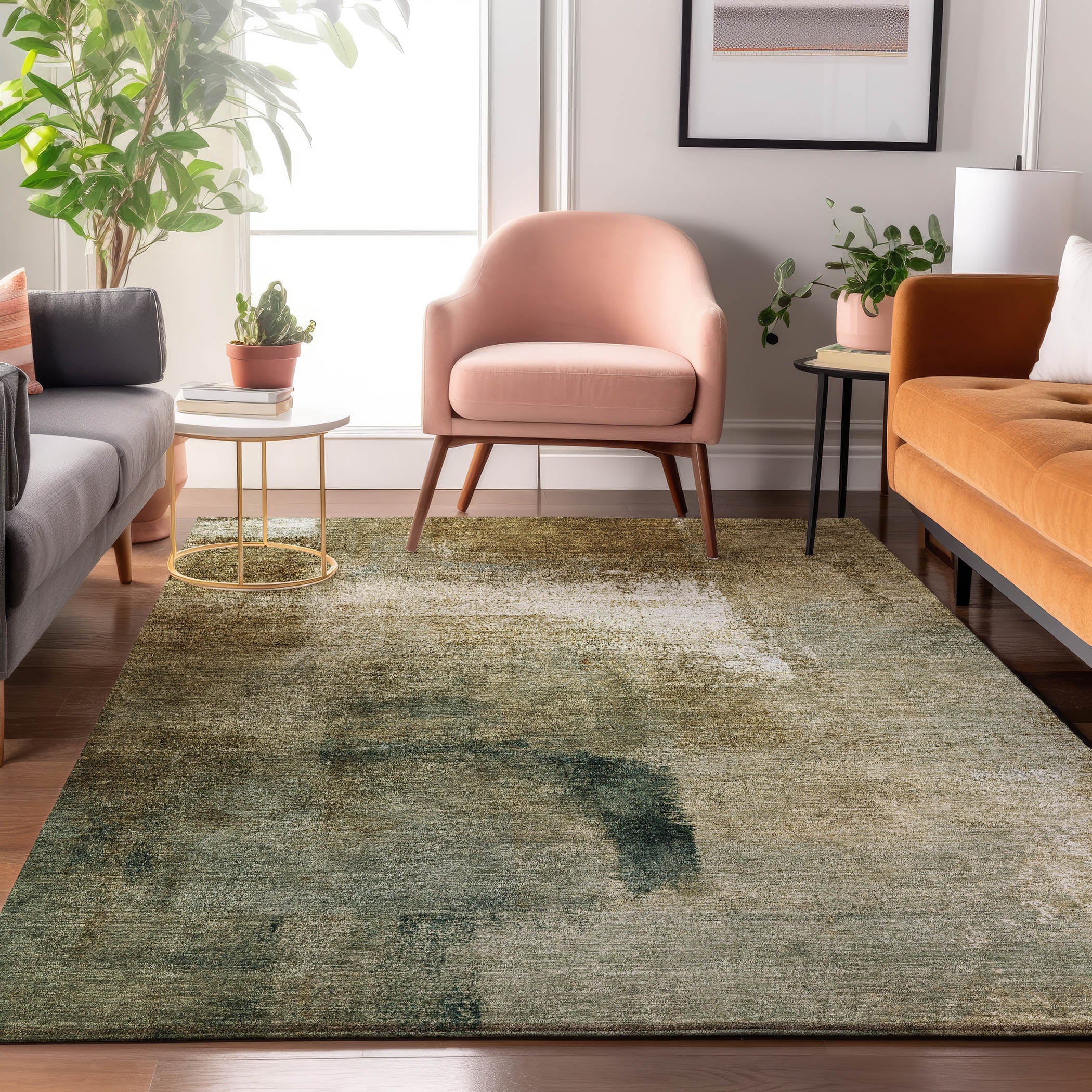 Mdina Machine Washable Transitional Brown Rug 2'6" x 3'10" #shape_Rectangle