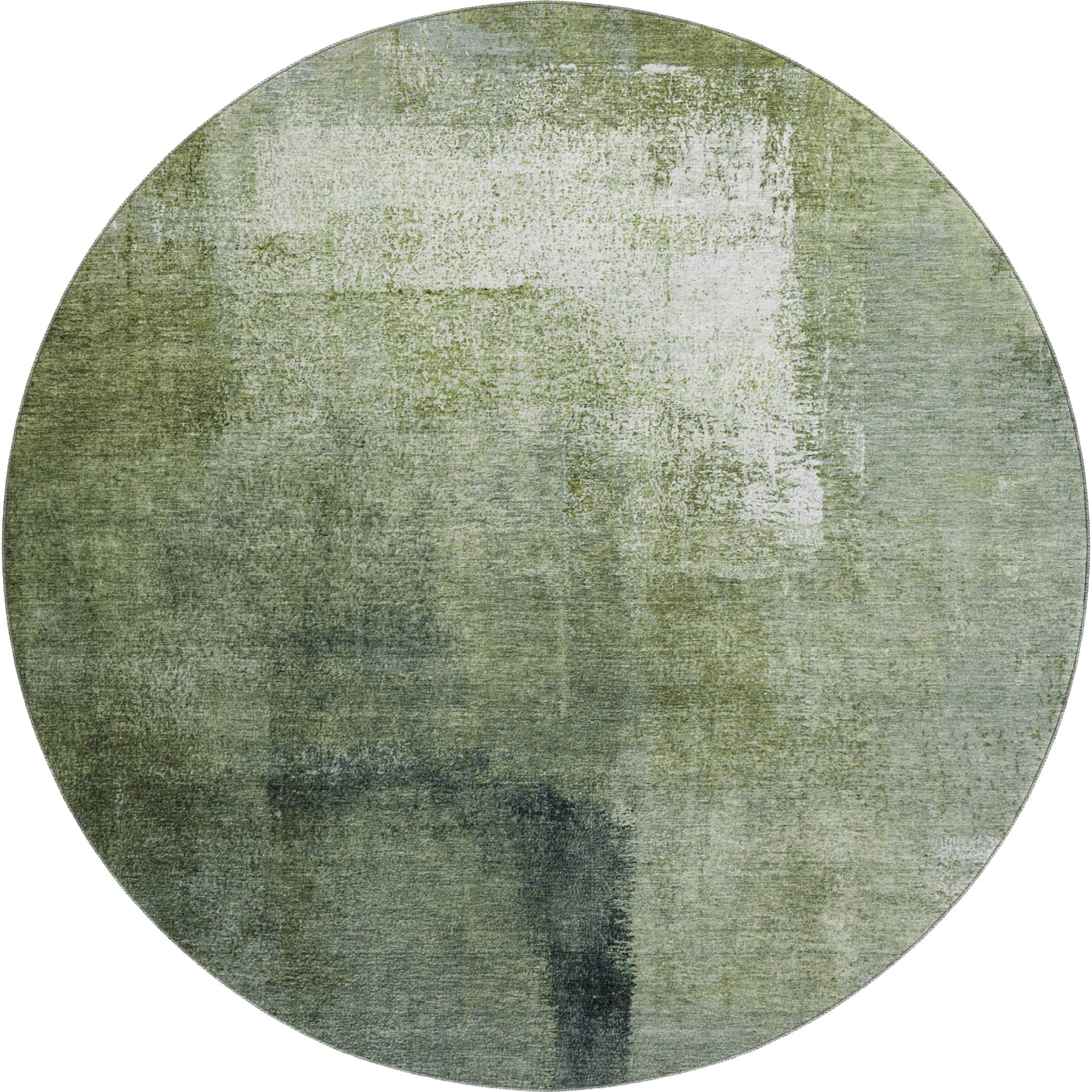Mdina Machine Washable Transitional Green Rug 8' x 8' #shape_Round