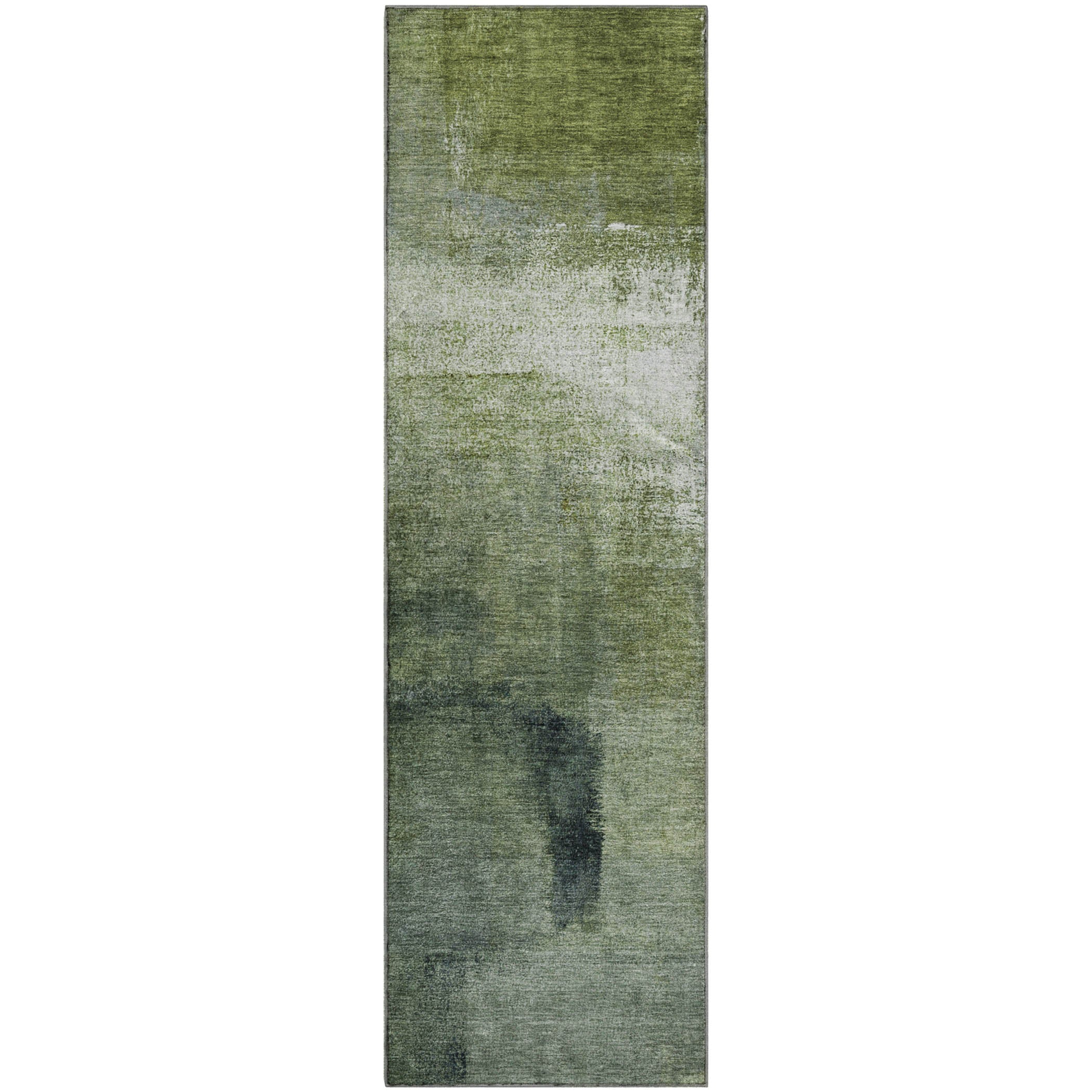 Mdina Machine Washable Transitional Green Rug 2'3" x 7'6" #shape_Runner