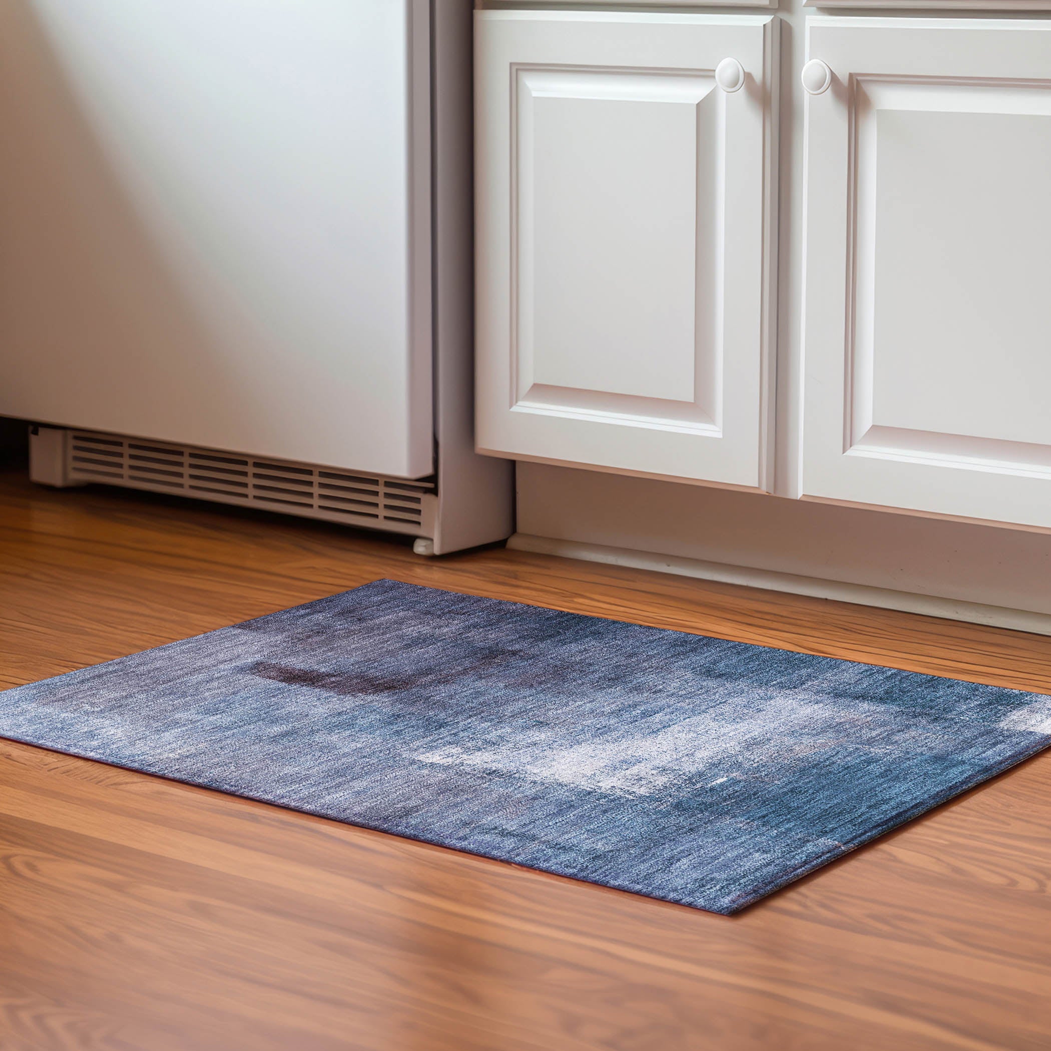 Mdina Machine Washable Transitional Navy Blue Rug 1'8" x 2'6" #shape_Rectangle