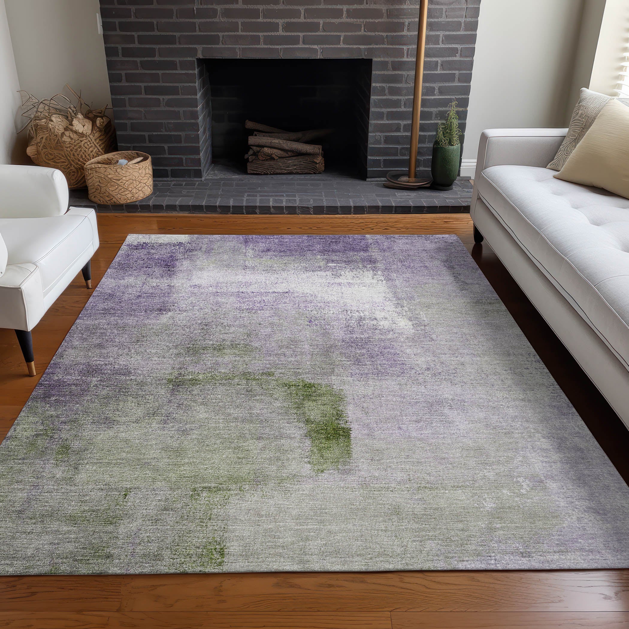 Mdina Machine Washable Transitional Purple Rug 2'6" x 3'10" #shape_Rectangle