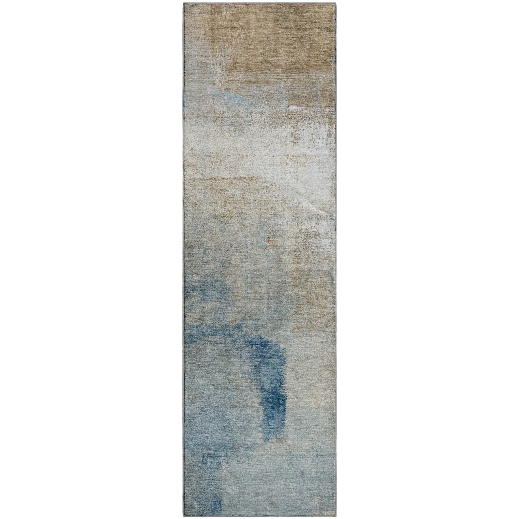Mdina Machine Washable Transitional Taupe Brown Rug 2'3" x 7'6" #shape_Runner