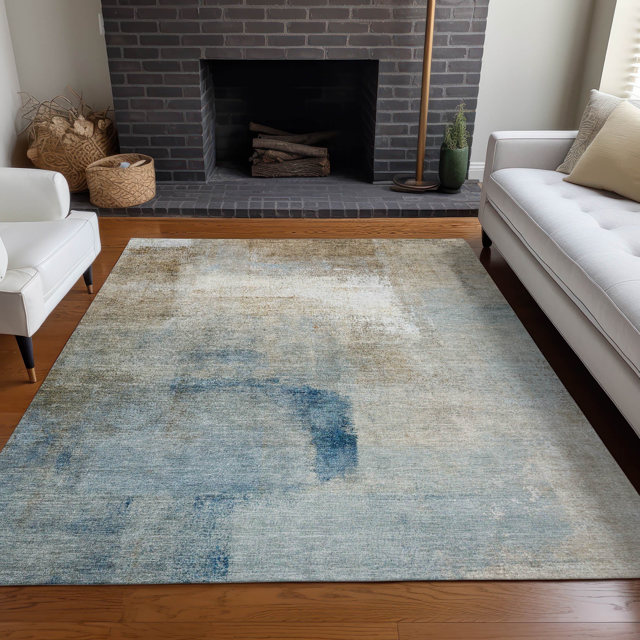 Mdina Machine Washable Transitional Taupe Brown Rug 2'6" x 3'10" #shape_Rectangle